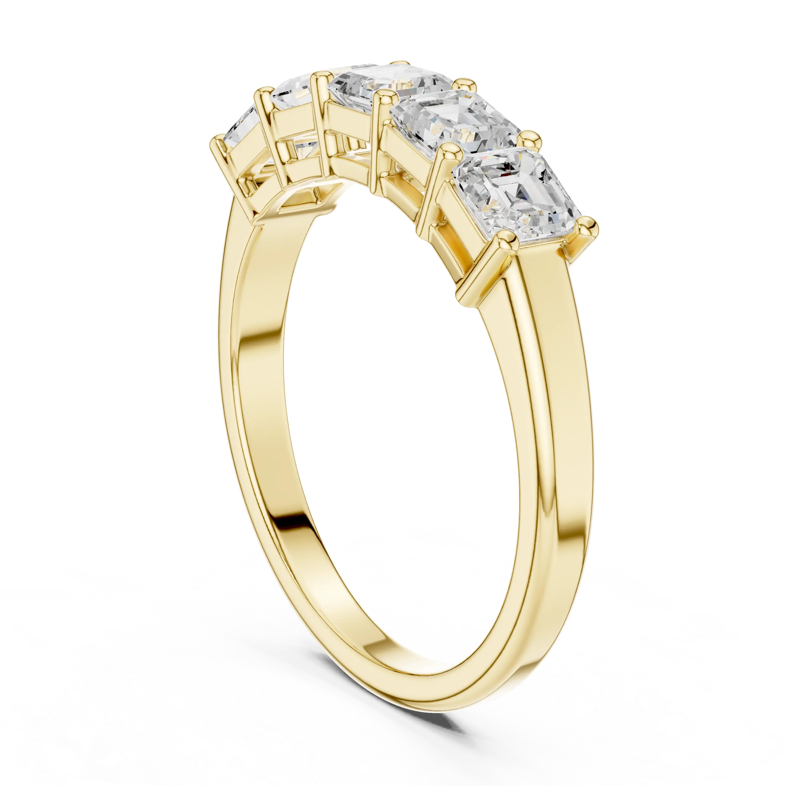 MJET046 - Five Stone Asscher Cut Prong Set Wedding Band