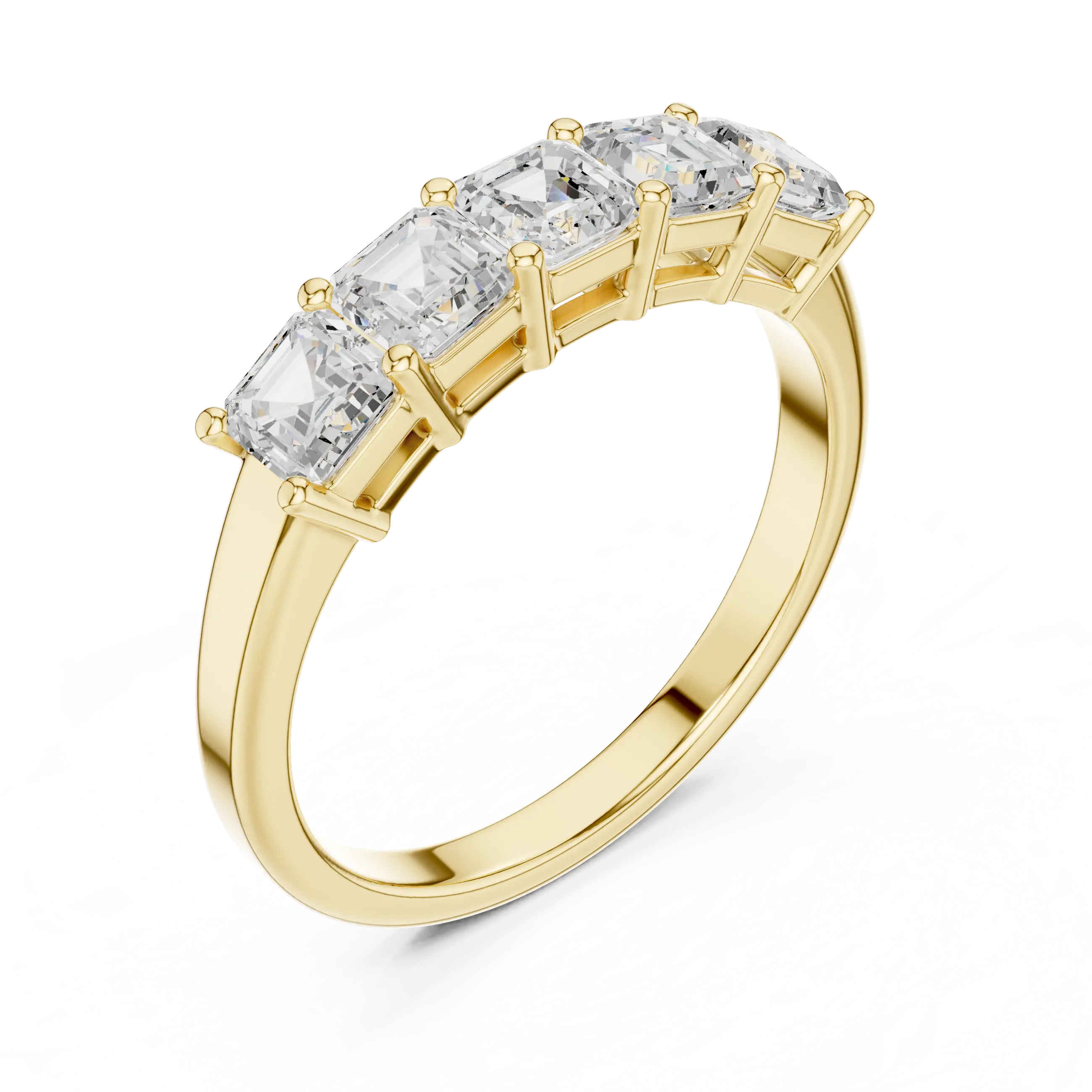 MJET046 - Five Stone Asscher Cut Prong Set Wedding Band