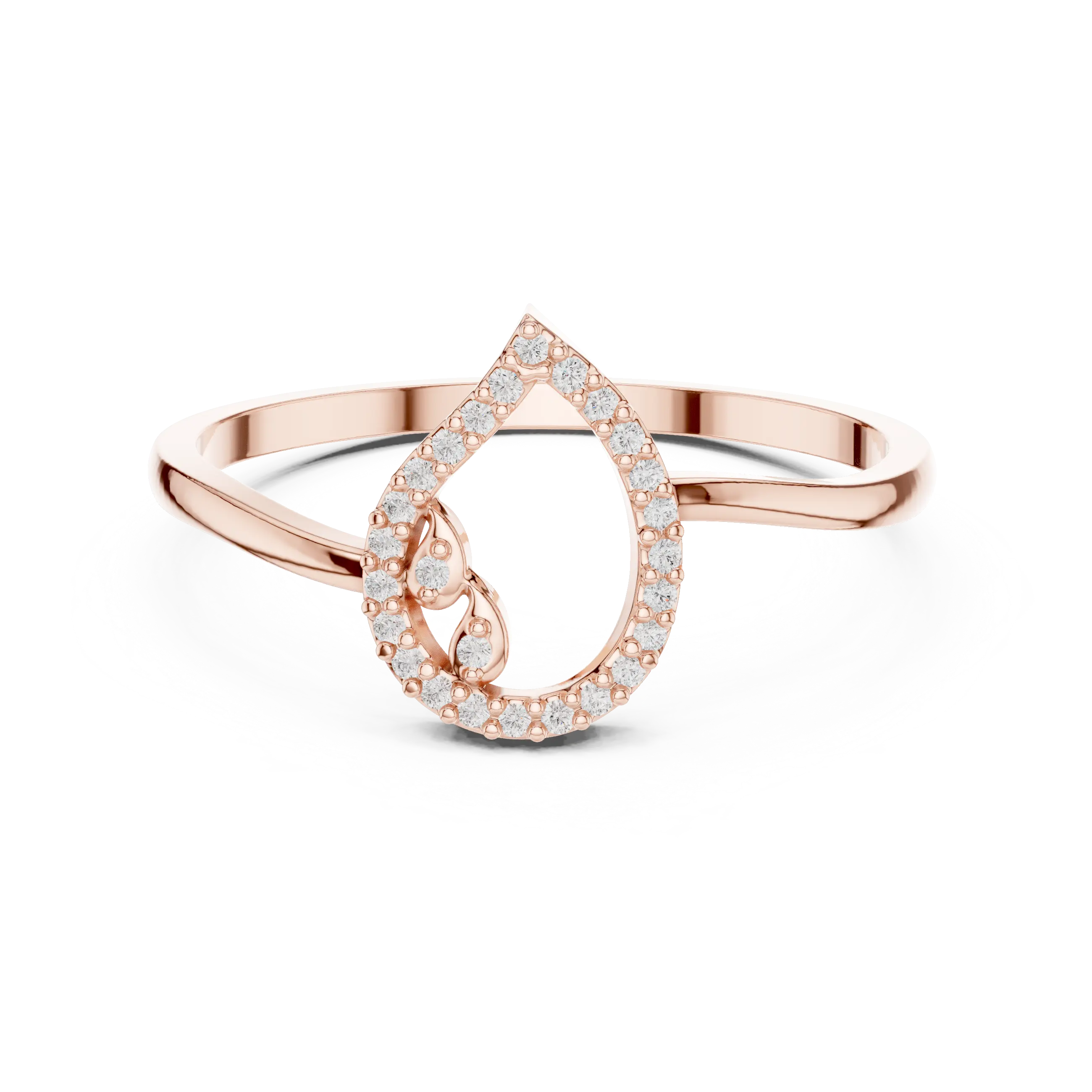 MJCLS9 - Pear Openwork Leaf Accented Ribbon Band