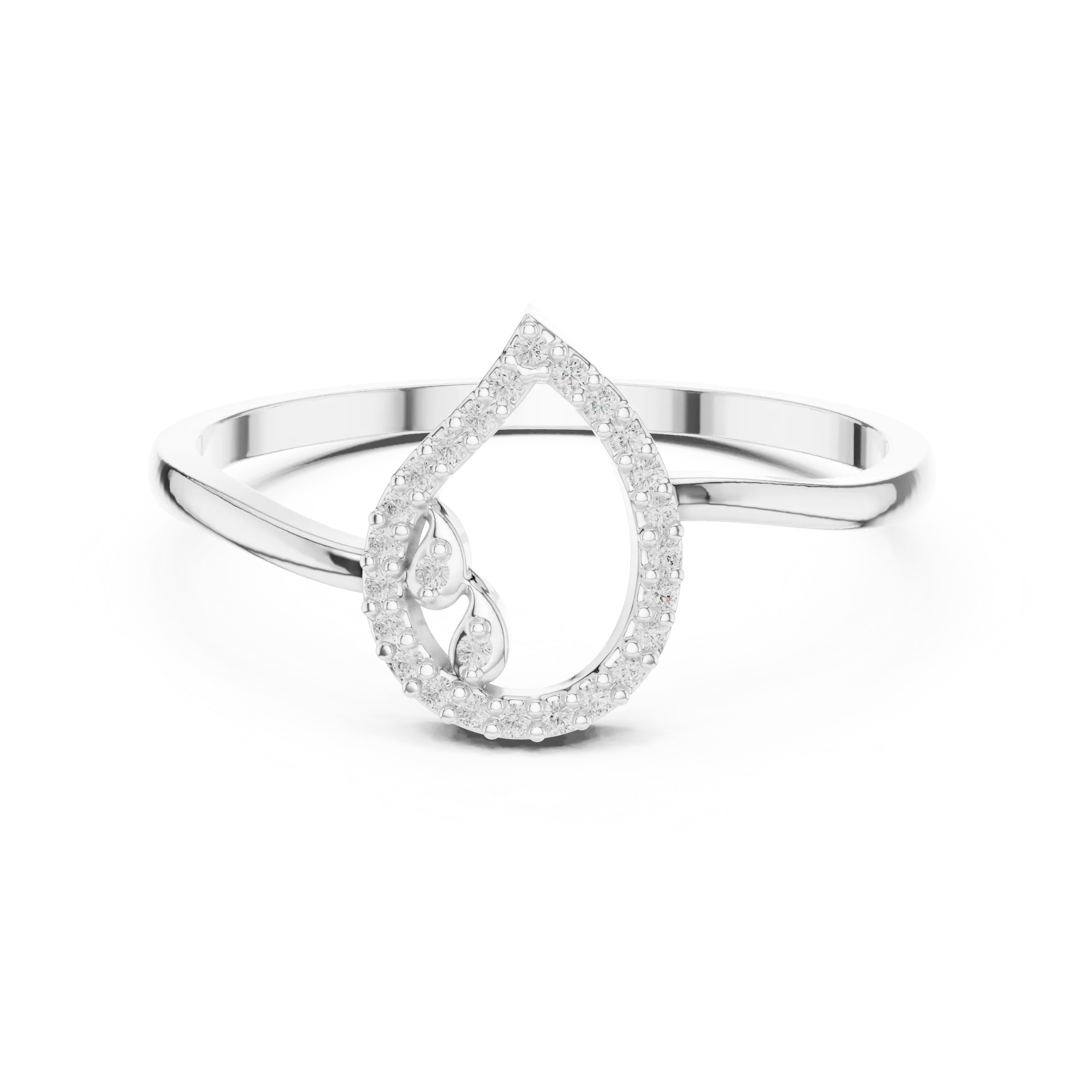 MJCLS9 - Pear Openwork Leaf Accented Ribbon Band