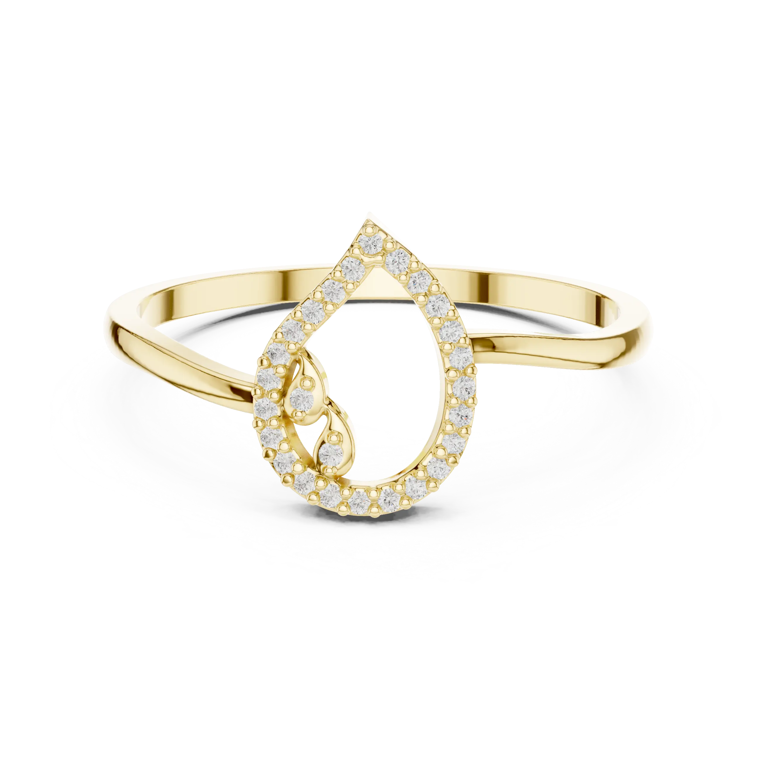 MJCLS9 - Pear Openwork Leaf Accented Ribbon Band