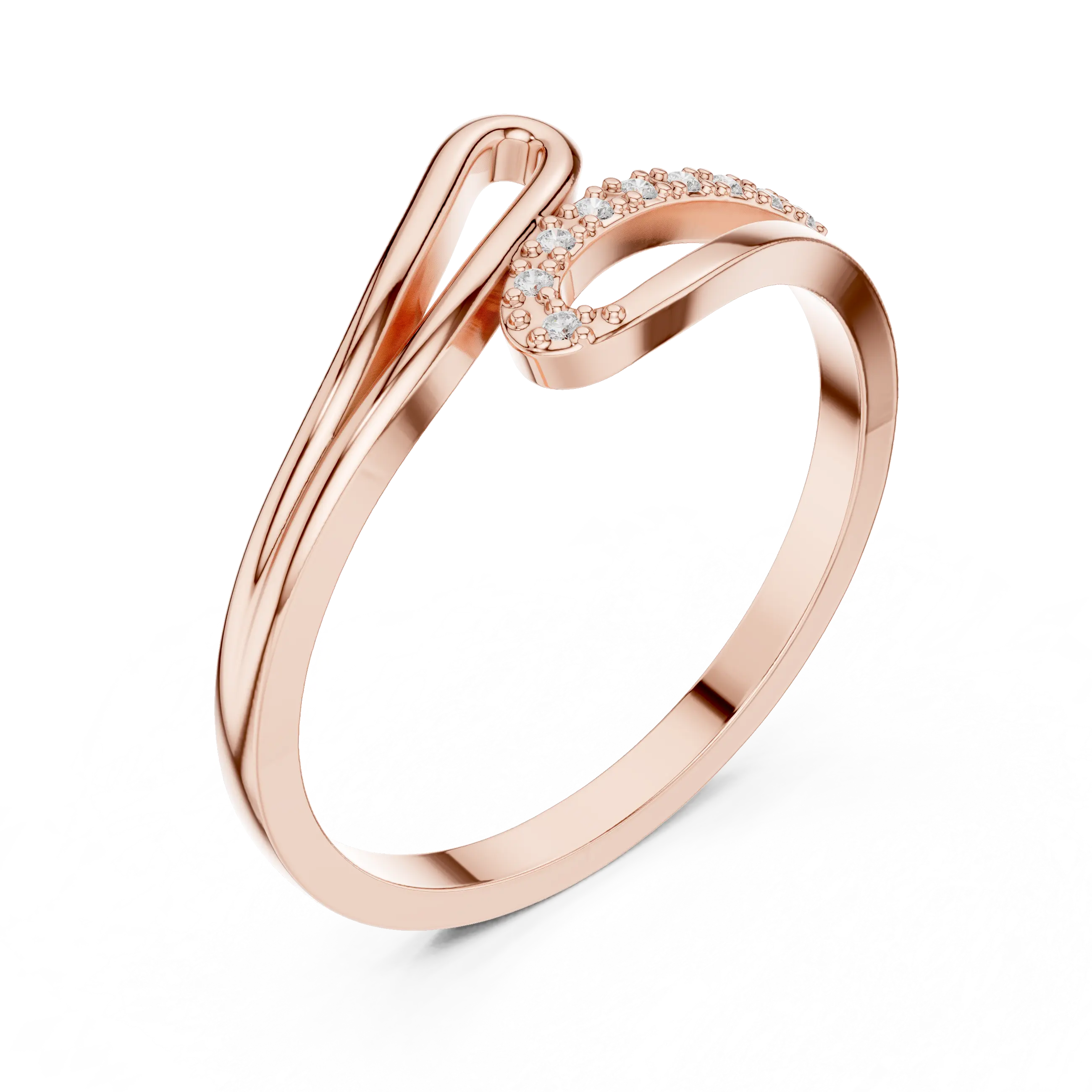 MJCLS10 - Fluid Ribbon Crossover Abstract Accent Promise Ring