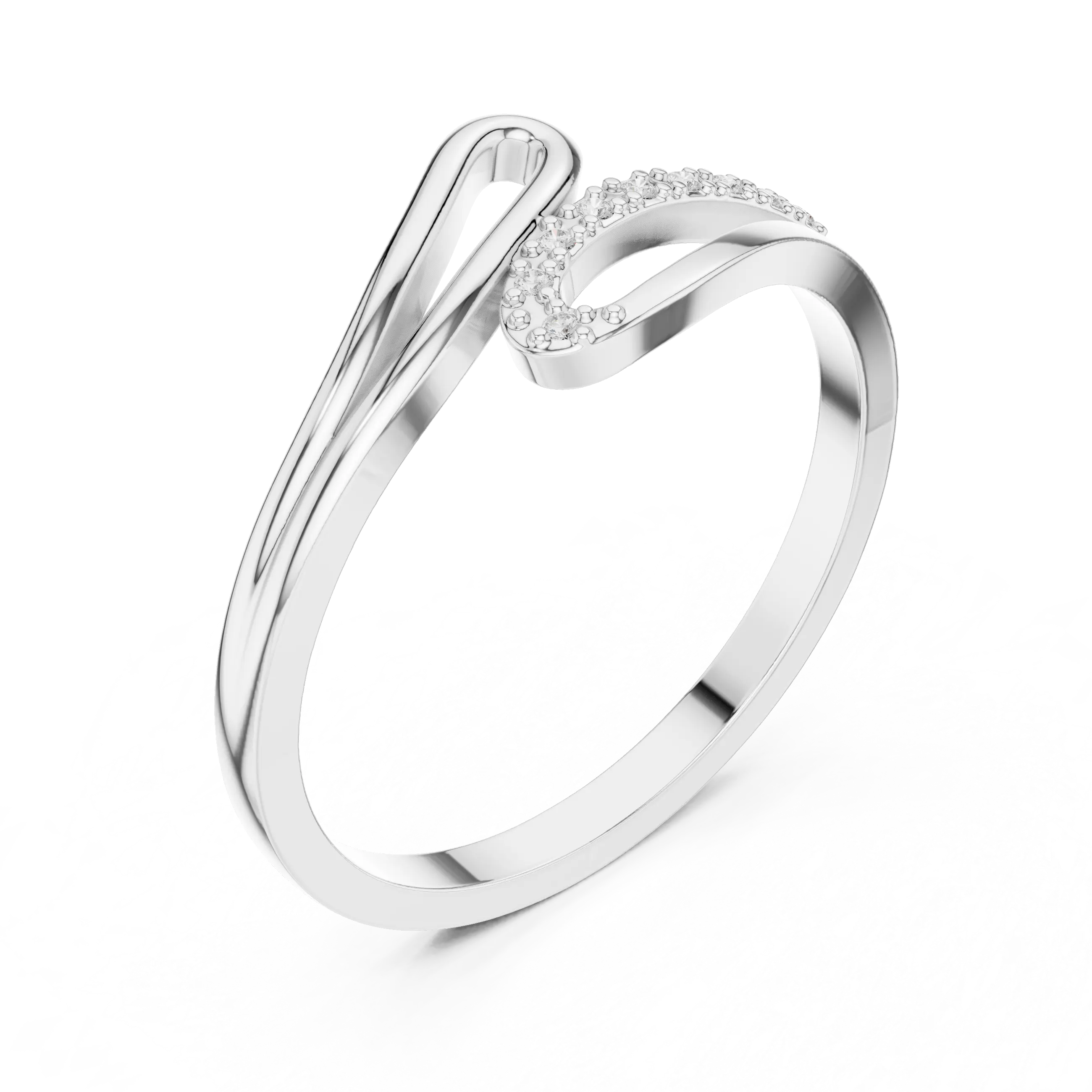 MJCLS10 - Fluid Ribbon Crossover Abstract Accent Promise Ring
