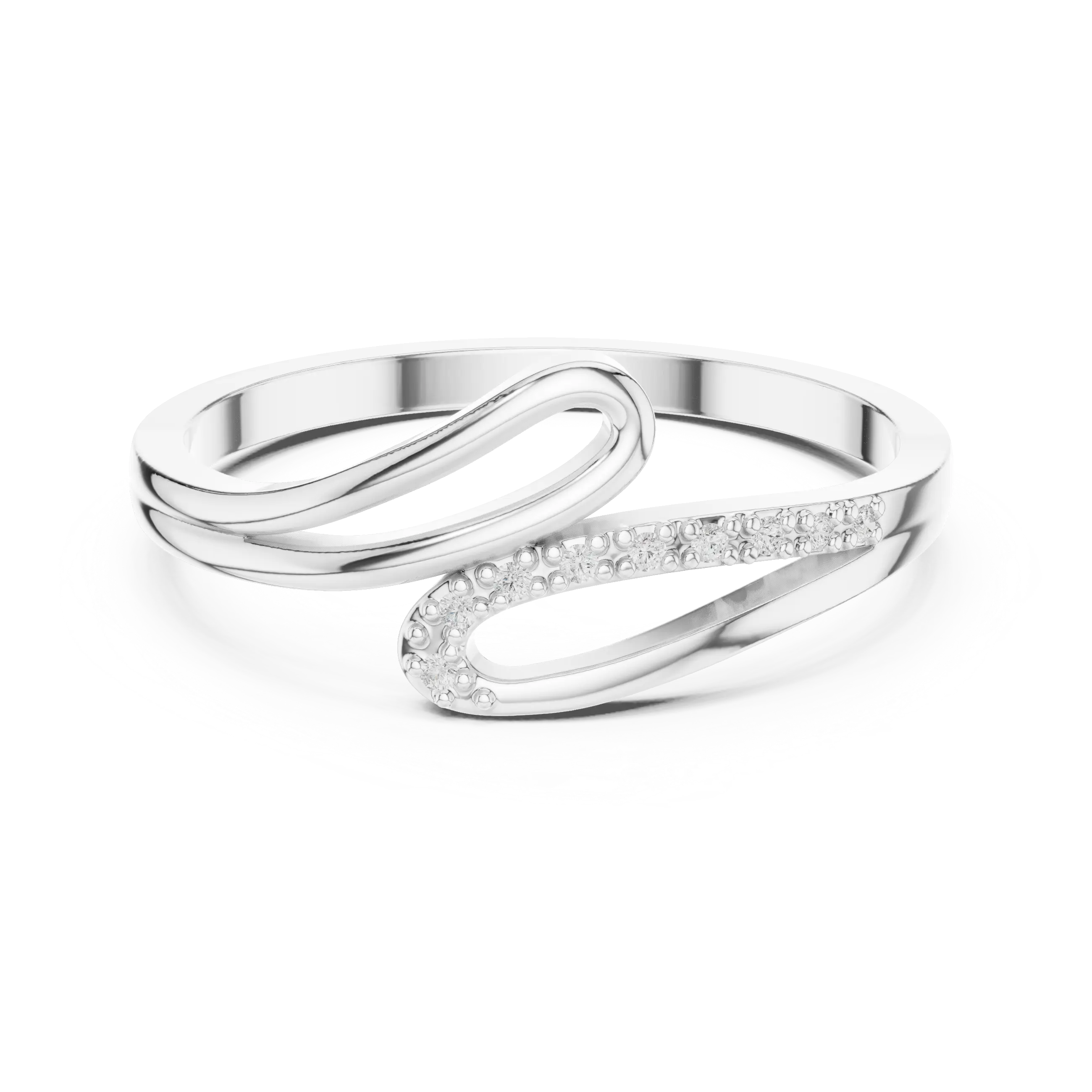 MJCLS10 - Fluid Ribbon Crossover Abstract Accent Promise Ring