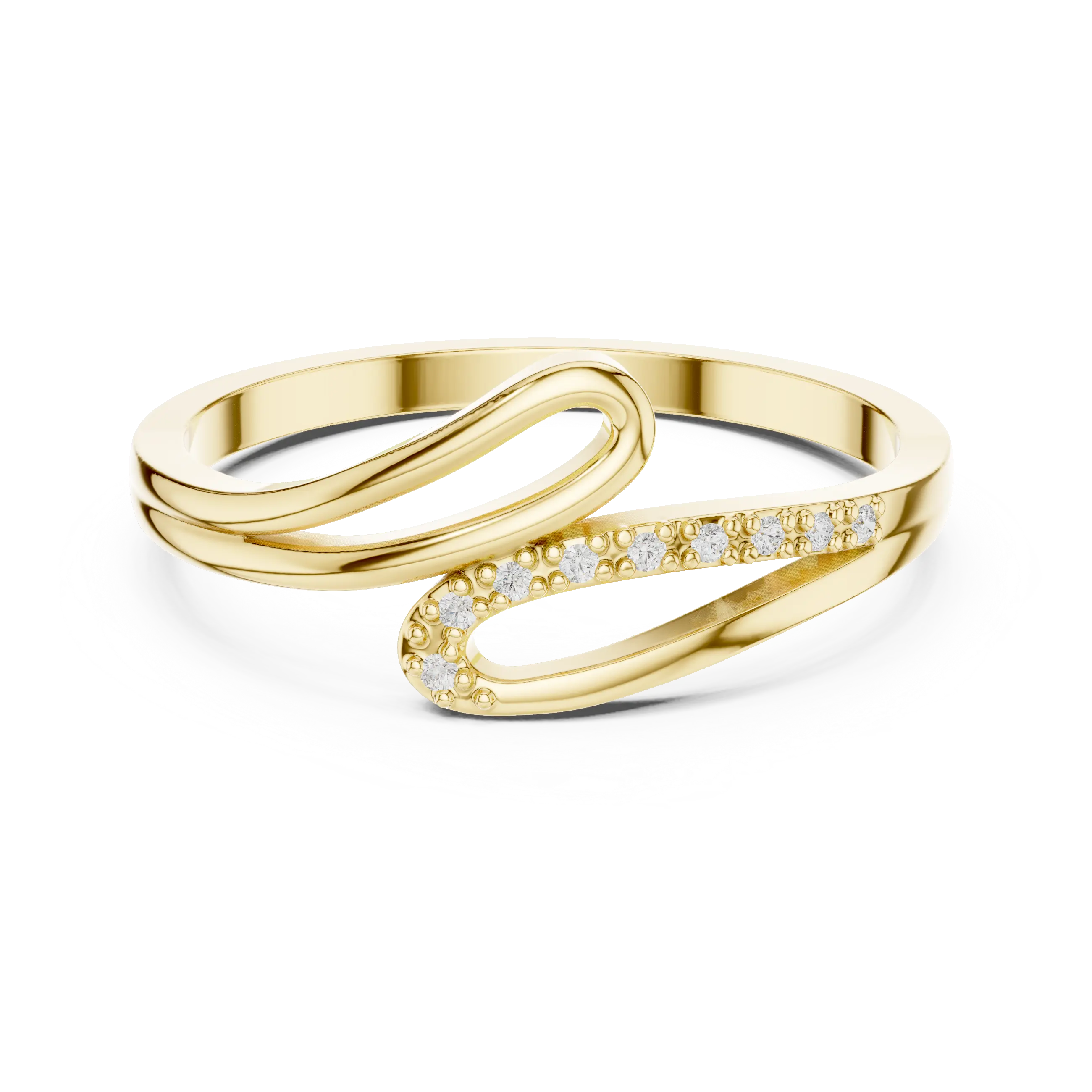 MJCLS10 - Fluid Ribbon Crossover Abstract Accent Promise Ring