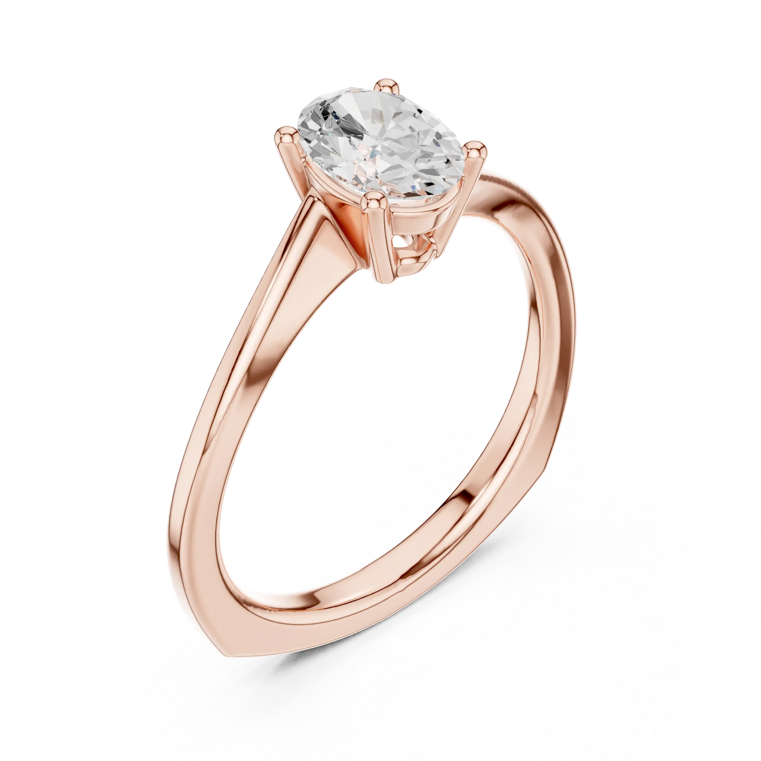 MJR0150 - Twisted Bypass Oval Solitaire Engagement Ring