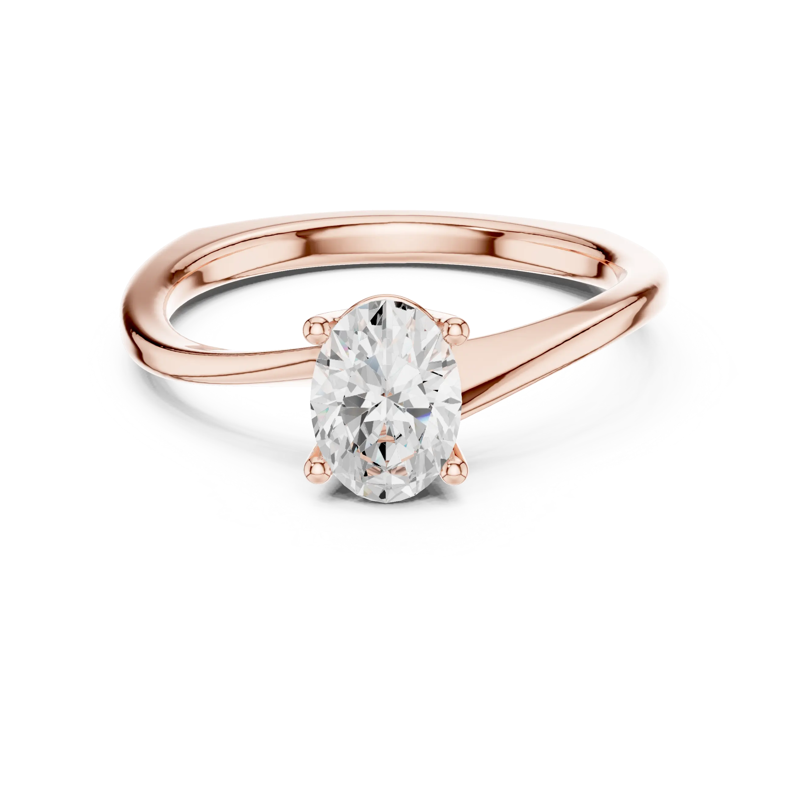 MJR0150 - Twisted Bypass Oval Solitaire Engagement Ring