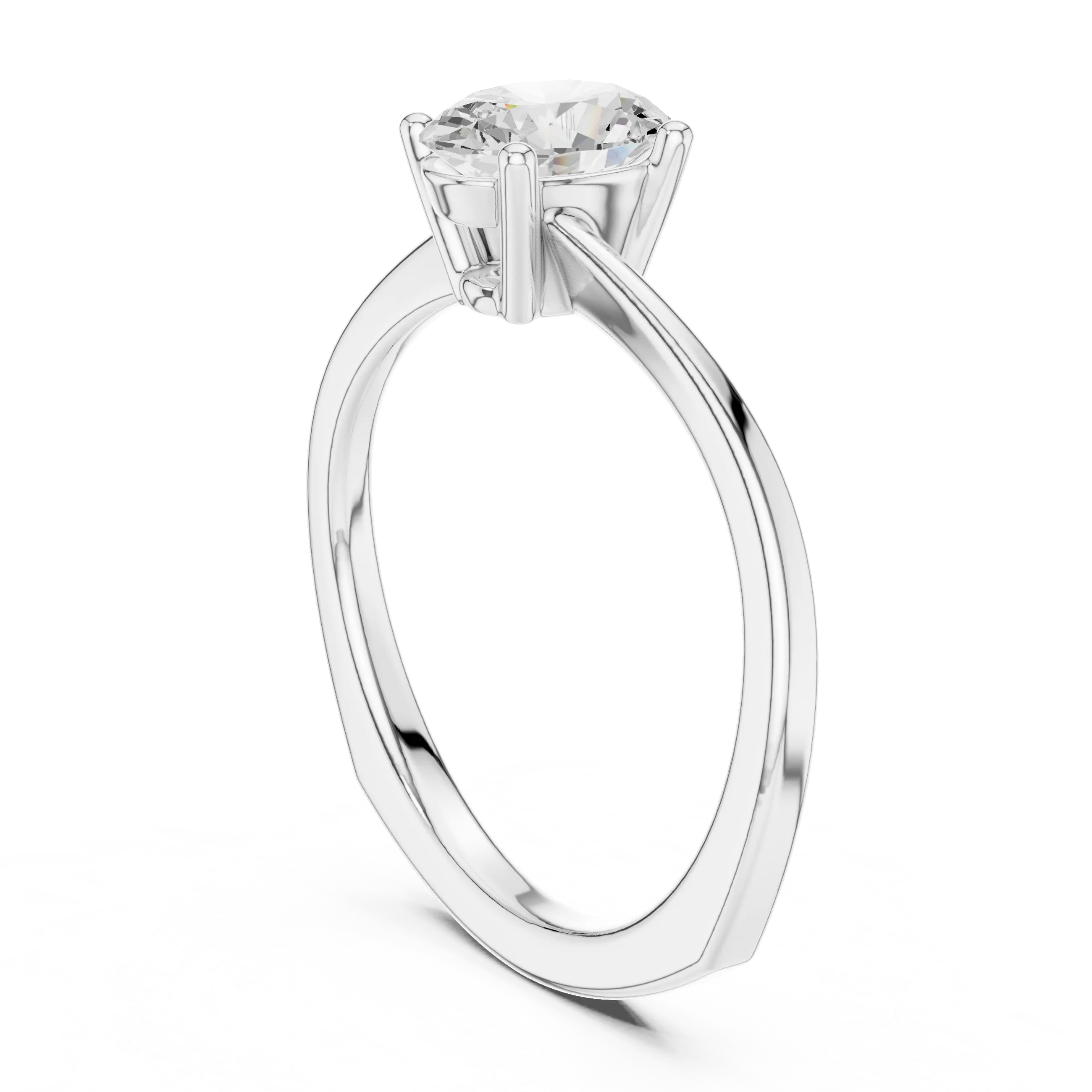 MJR0150 - Twisted Bypass Oval Solitaire Engagement Ring