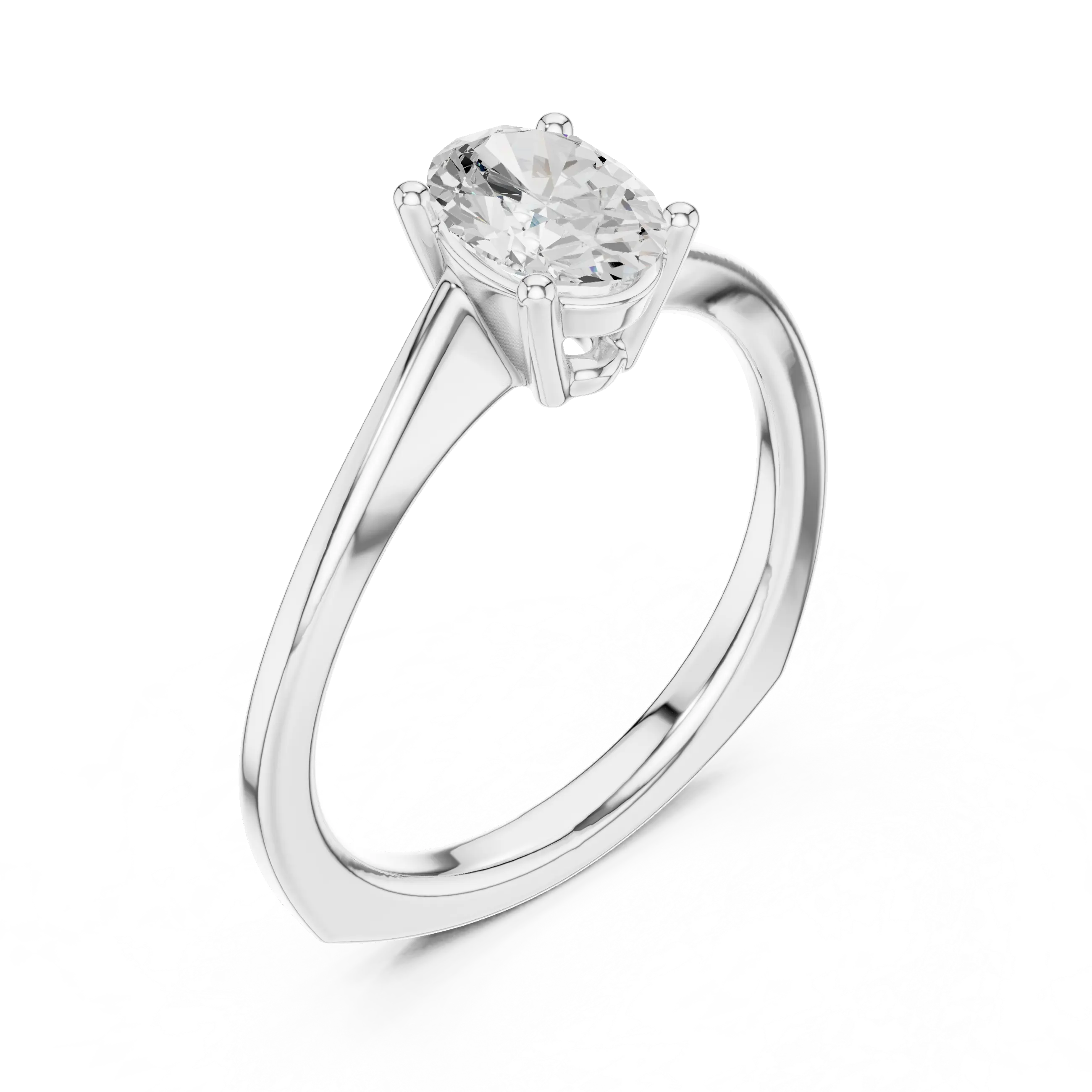 MJR0150 - Twisted Bypass Oval Solitaire Engagement Ring