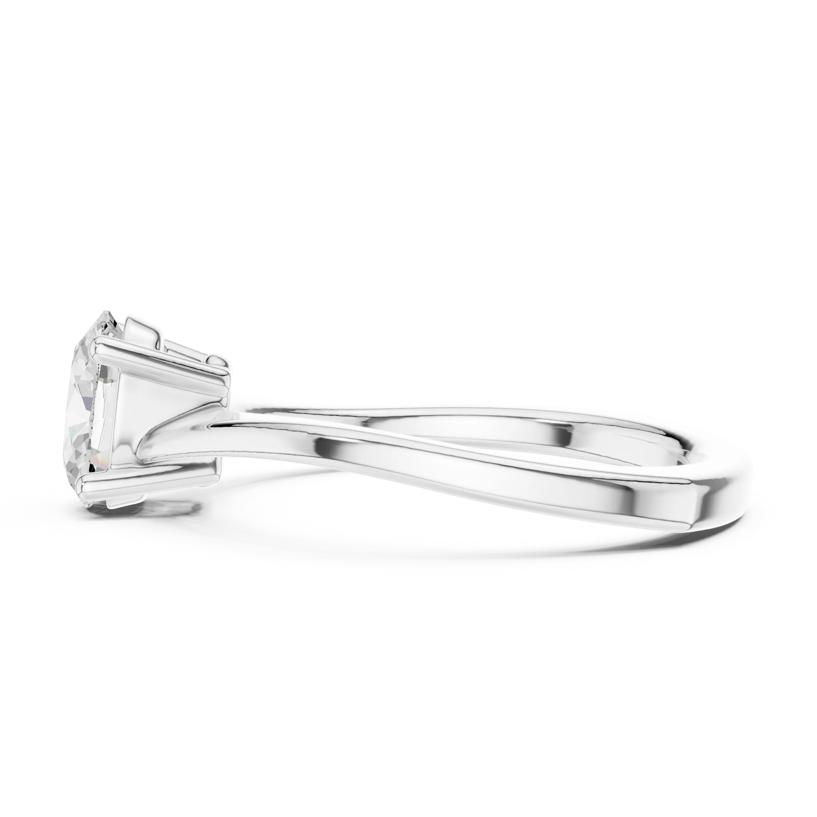 MJR0150 - Twisted Bypass Oval Solitaire Engagement Ring