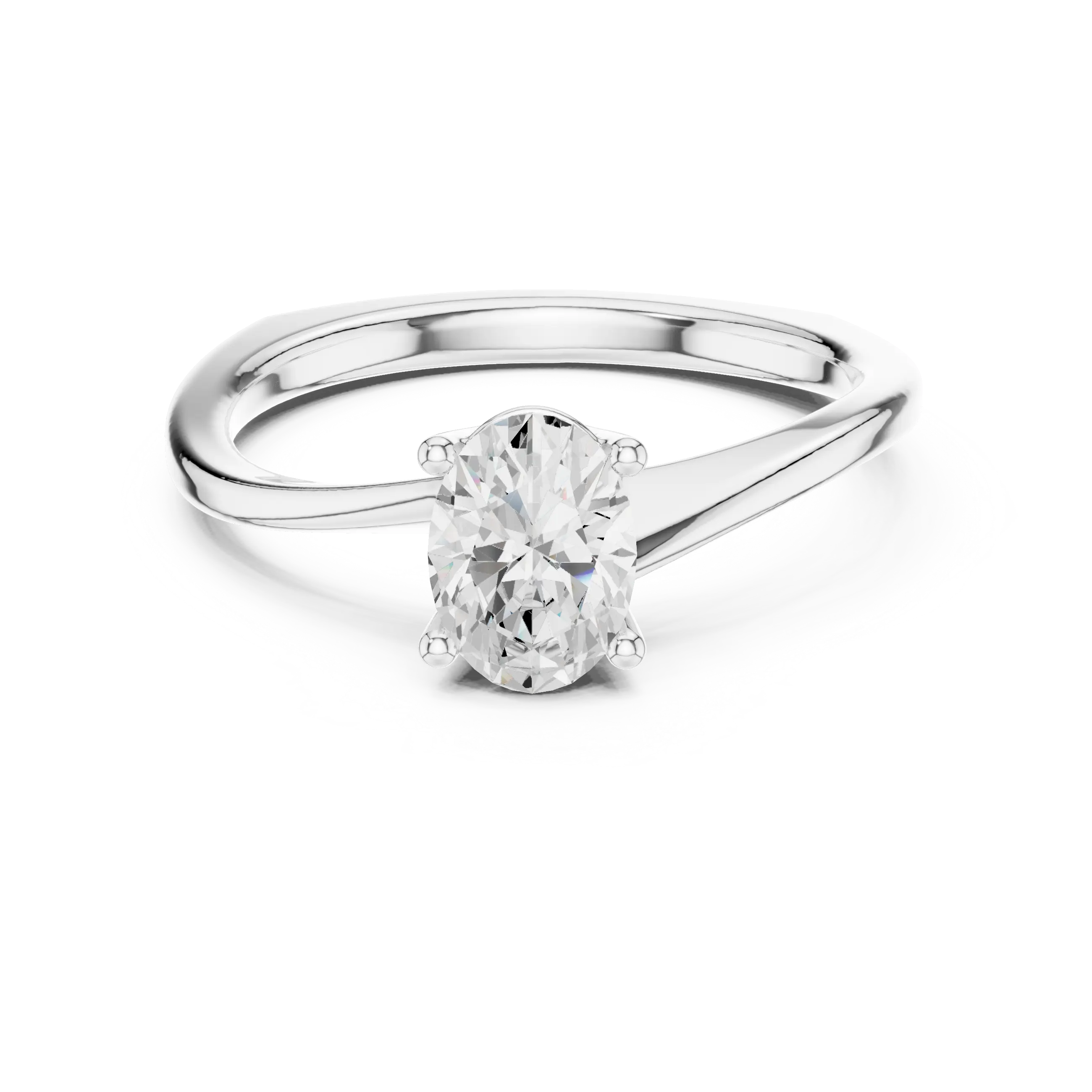 MJR0150 - Twisted Bypass Oval Solitaire Engagement Ring