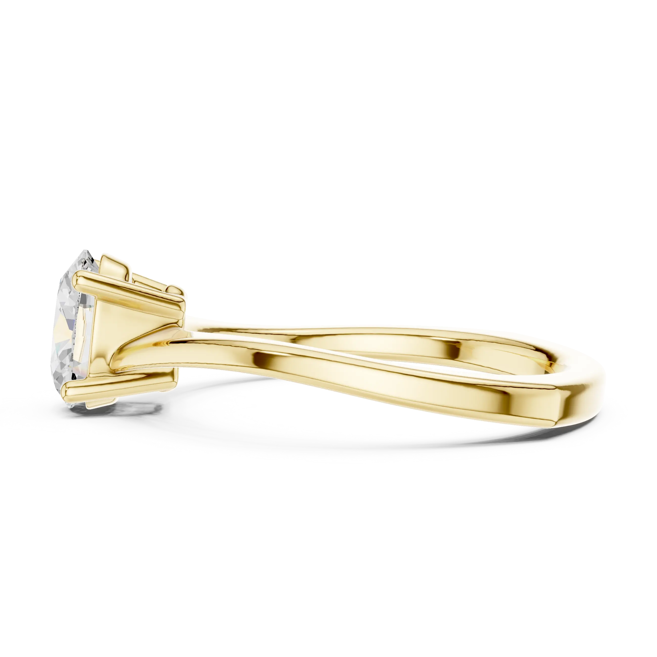 MJR0150 - Twisted Bypass Oval Solitaire Engagement Ring