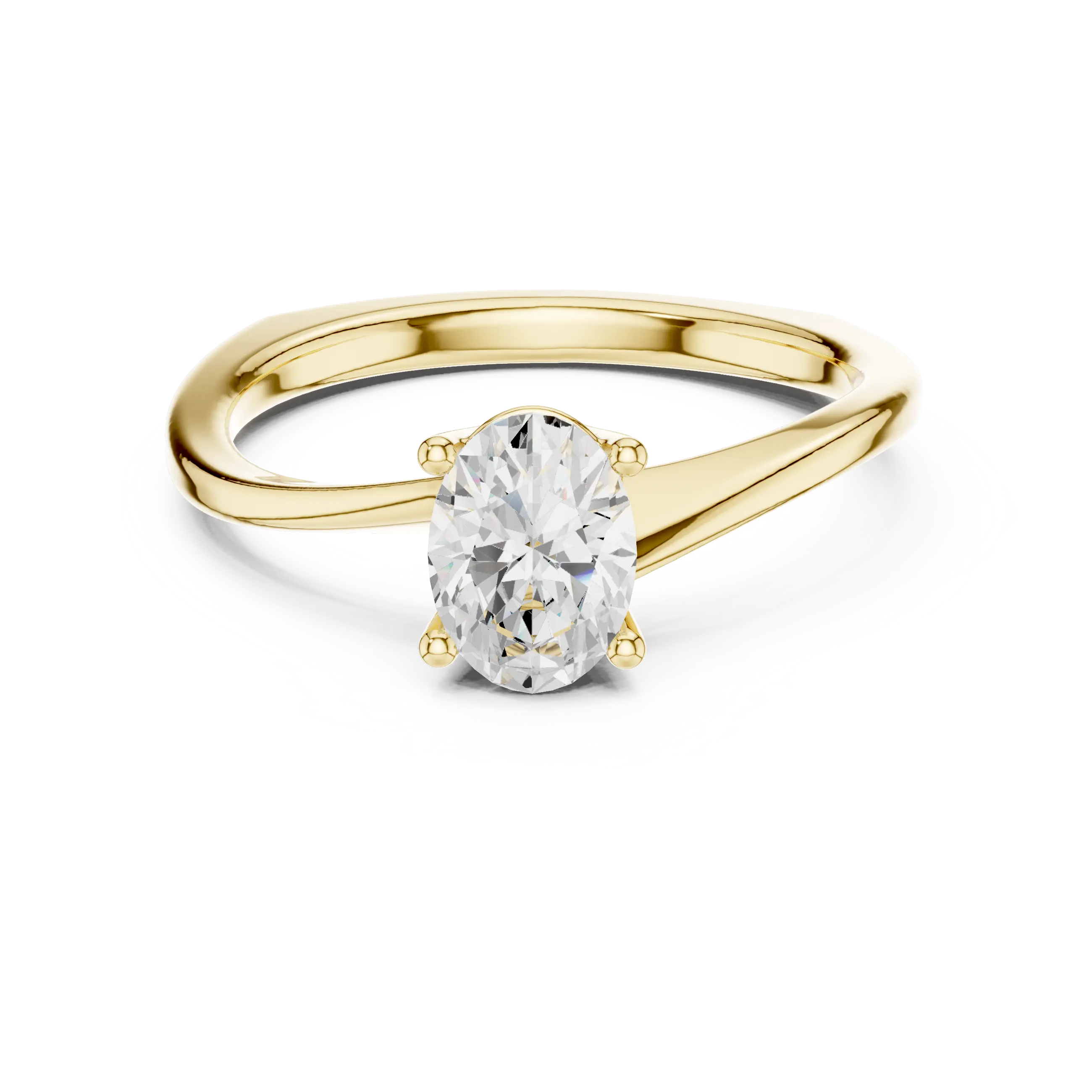 MJR0150 - Twisted Bypass Oval Solitaire Engagement Ring
