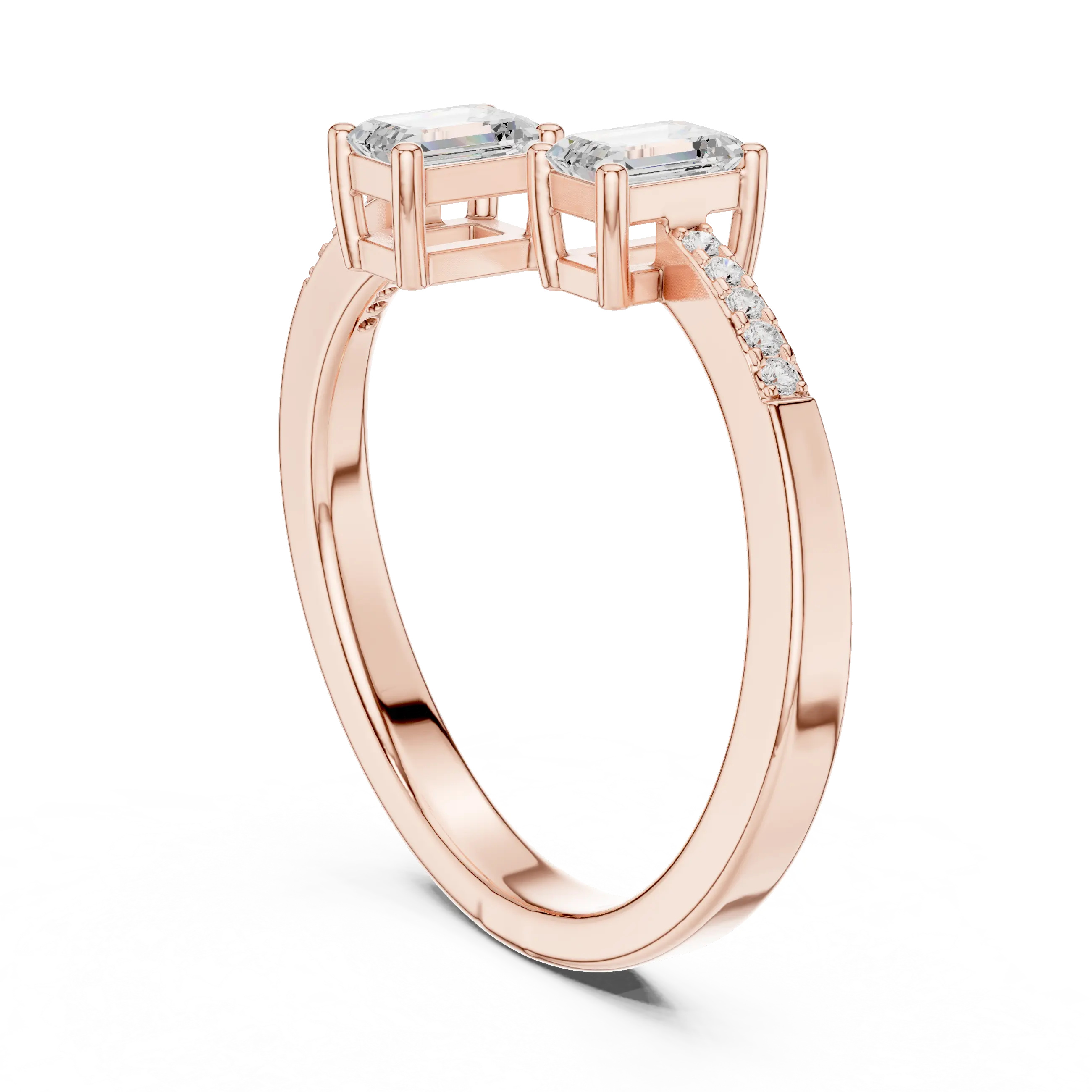 3.15 Carat Lab Grown Diamond Twin Emerald Cut TOI ET MOI Engagement Ring