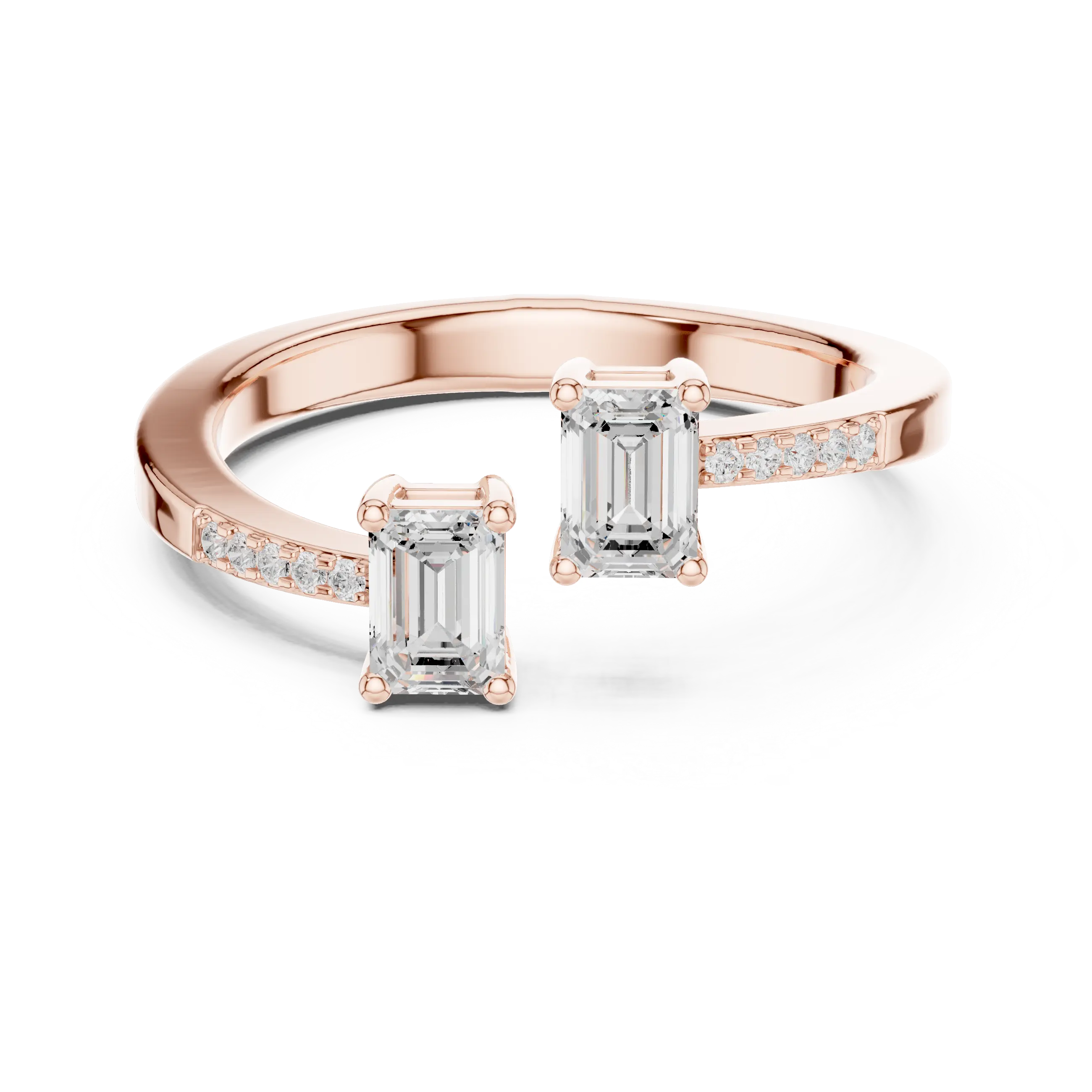 3.15 Carat Lab Grown Diamond Twin Emerald Cut TOI ET MOI Engagement Ring