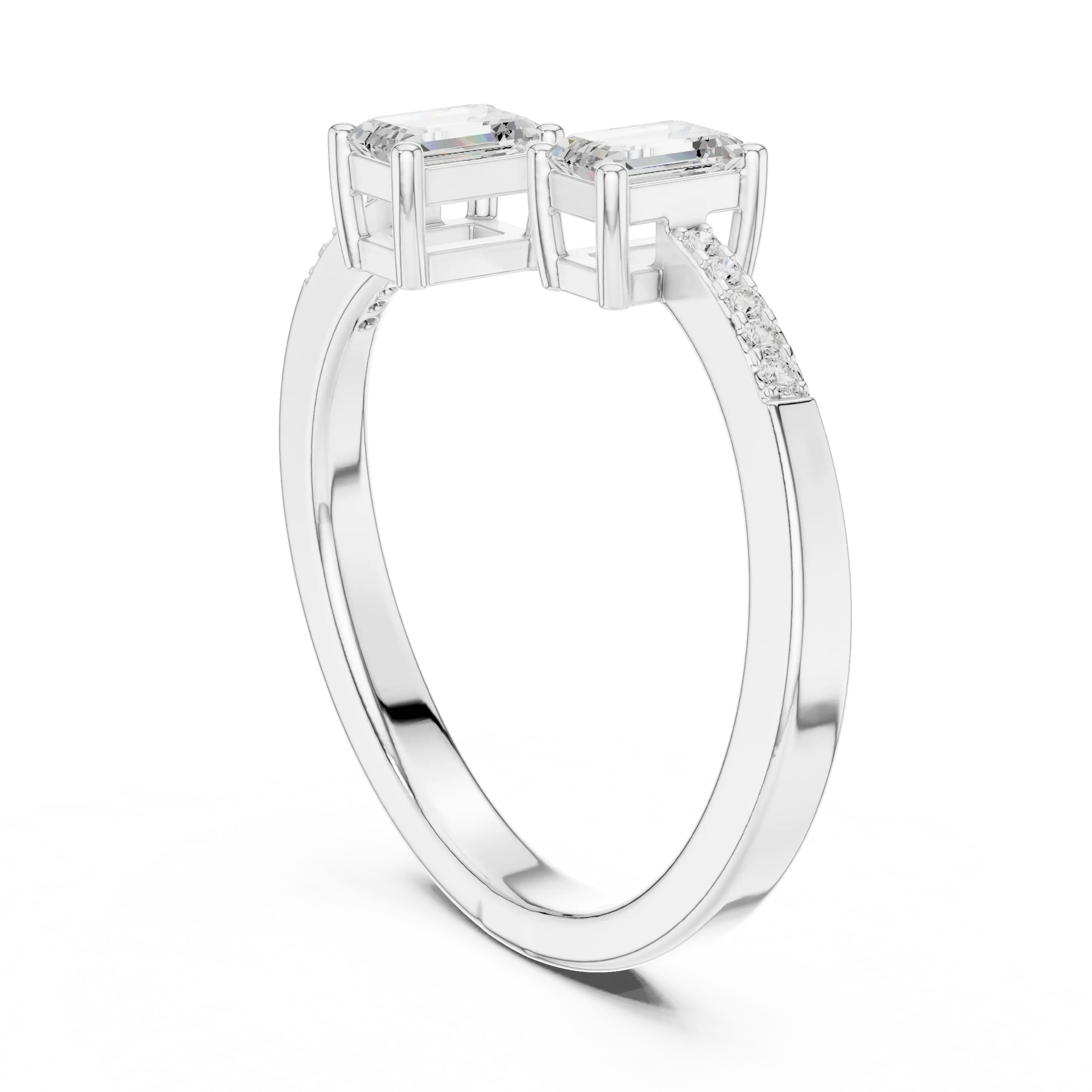 3.15 Carat Lab Grown Diamond Twin Emerald Cut TOI ET MOI Engagement Ring