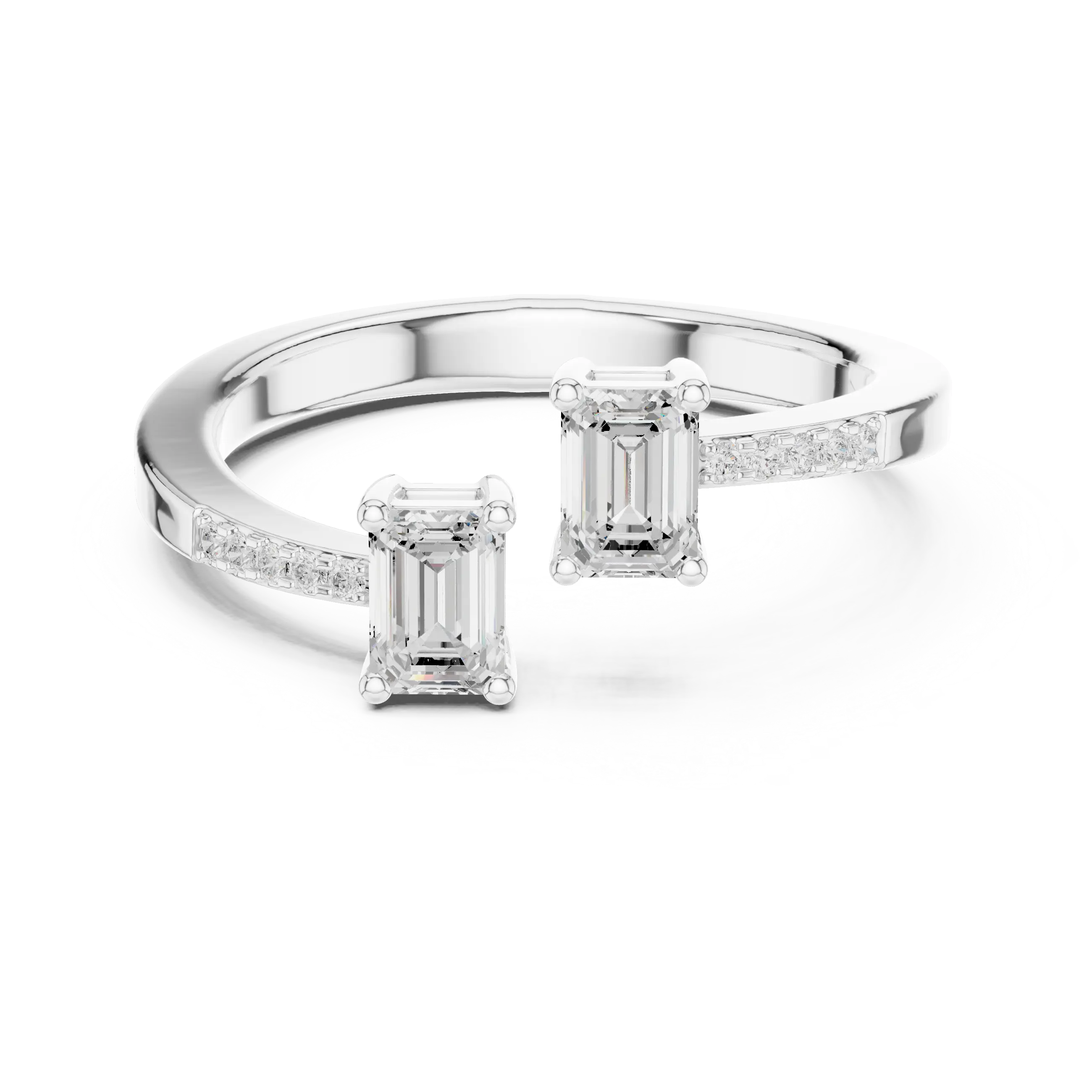 MJR0133 - Contemporary Twin Emerald Cut Toi Et Moi Ring