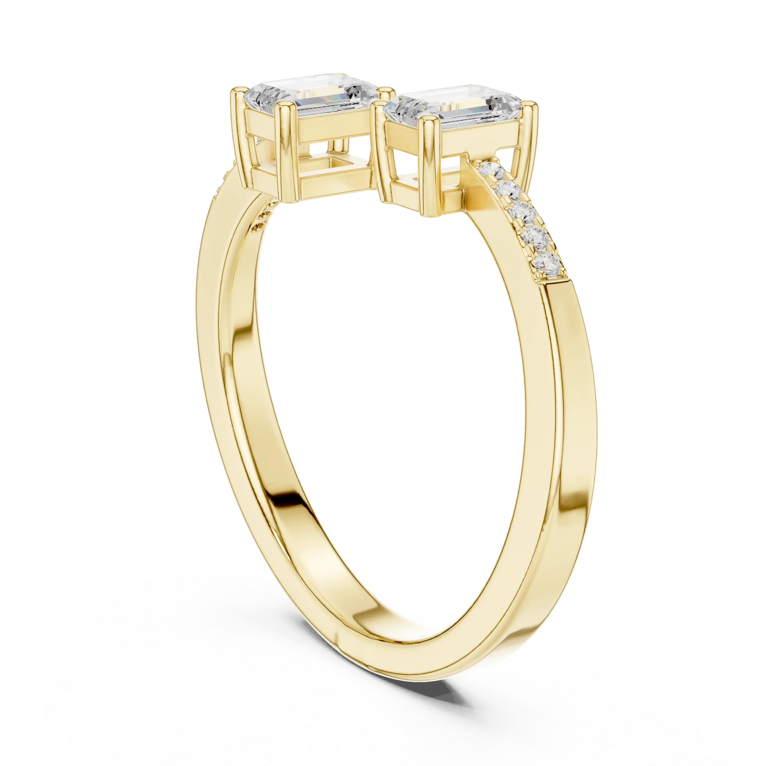 3.15 Carat Lab Grown Diamond Twin Emerald Cut TOI ET MOI Engagement Ring