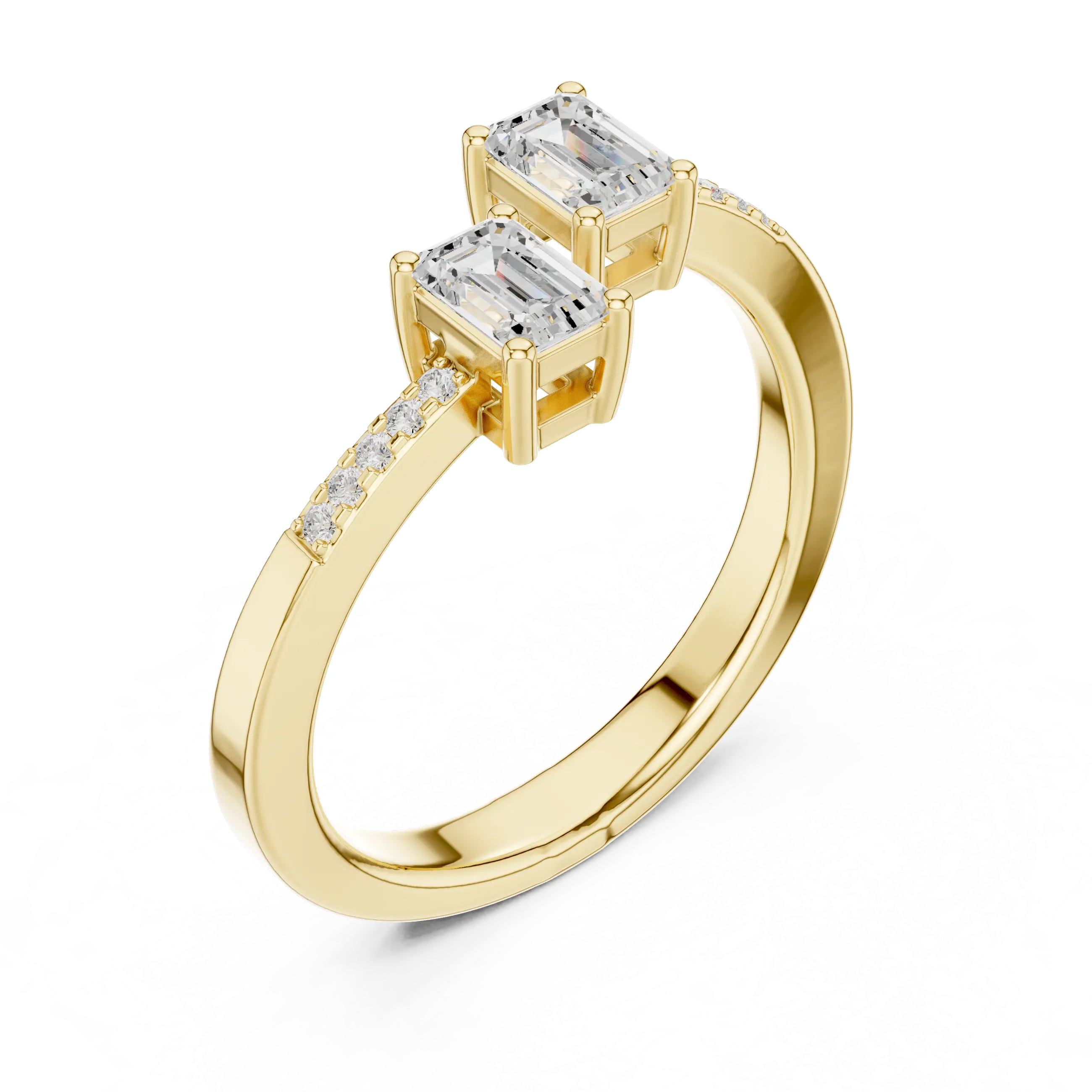 3.15 Carat Lab Grown Diamond Twin Emerald Cut TOI ET MOI Engagement Ring