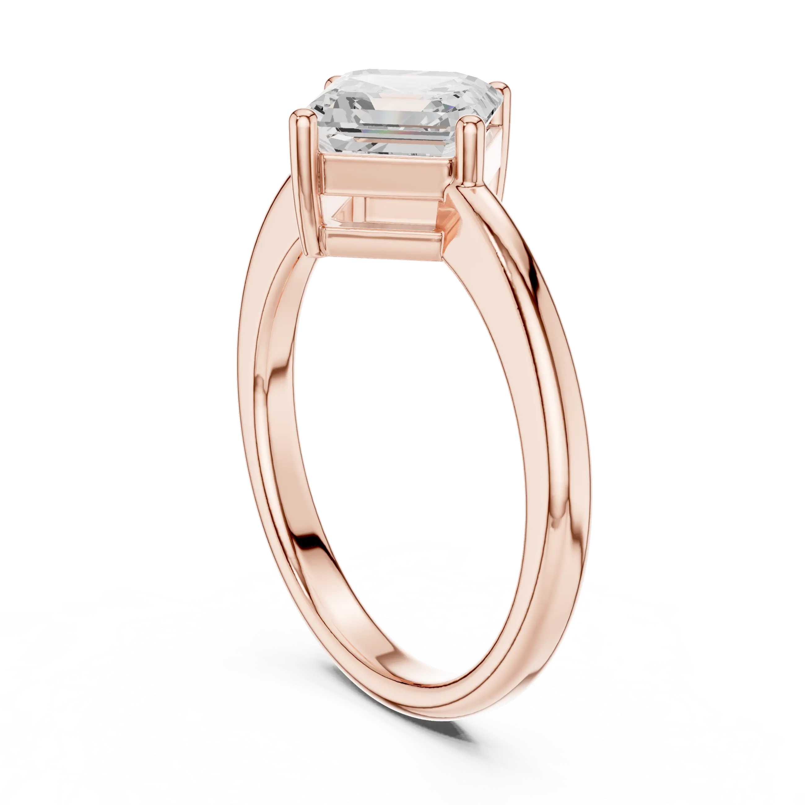 MJR0141 - Kite-Set Asscher Solitaire Ring with Tapered Band