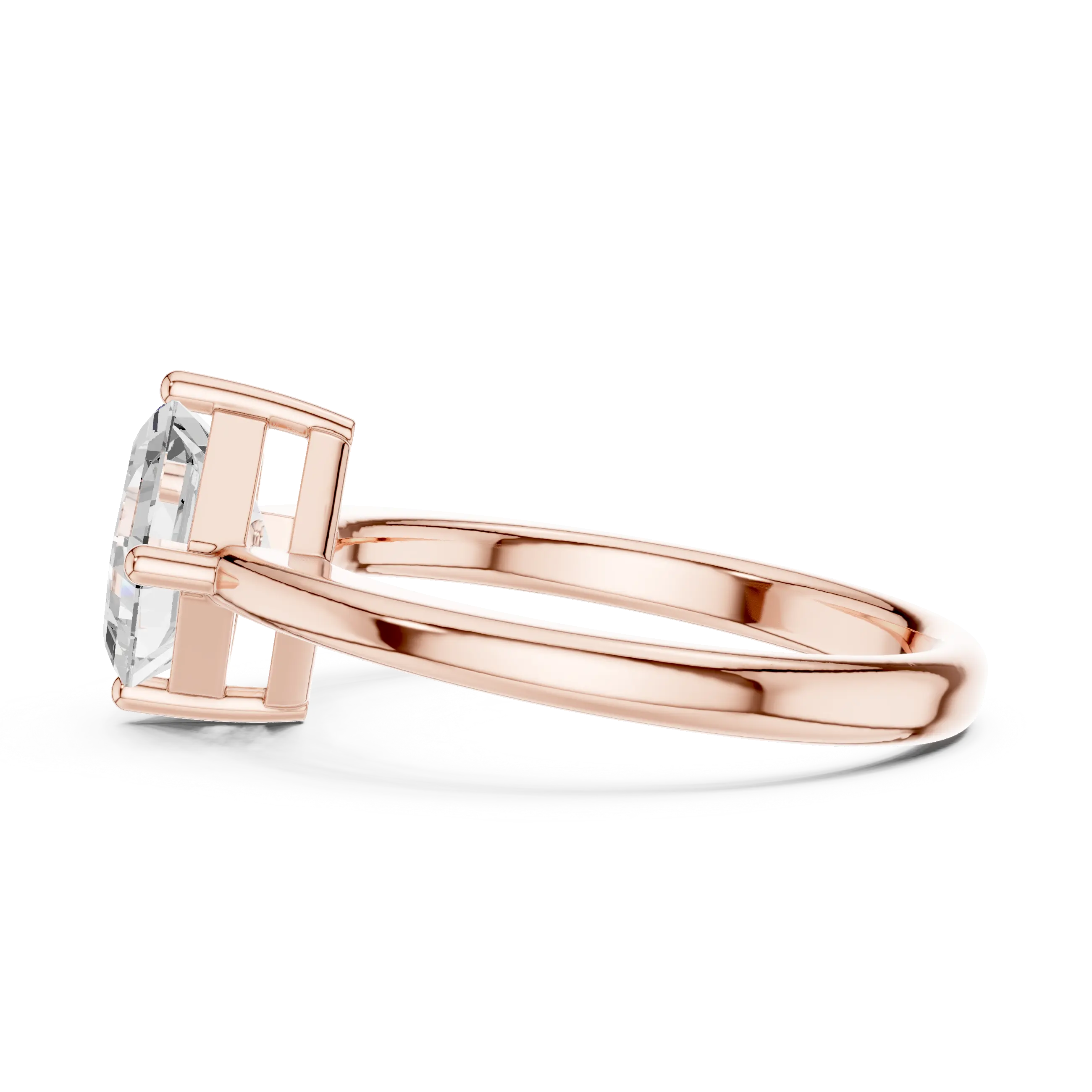 MJR0141 - Kite-Set Asscher Solitaire Ring with Tapered Band