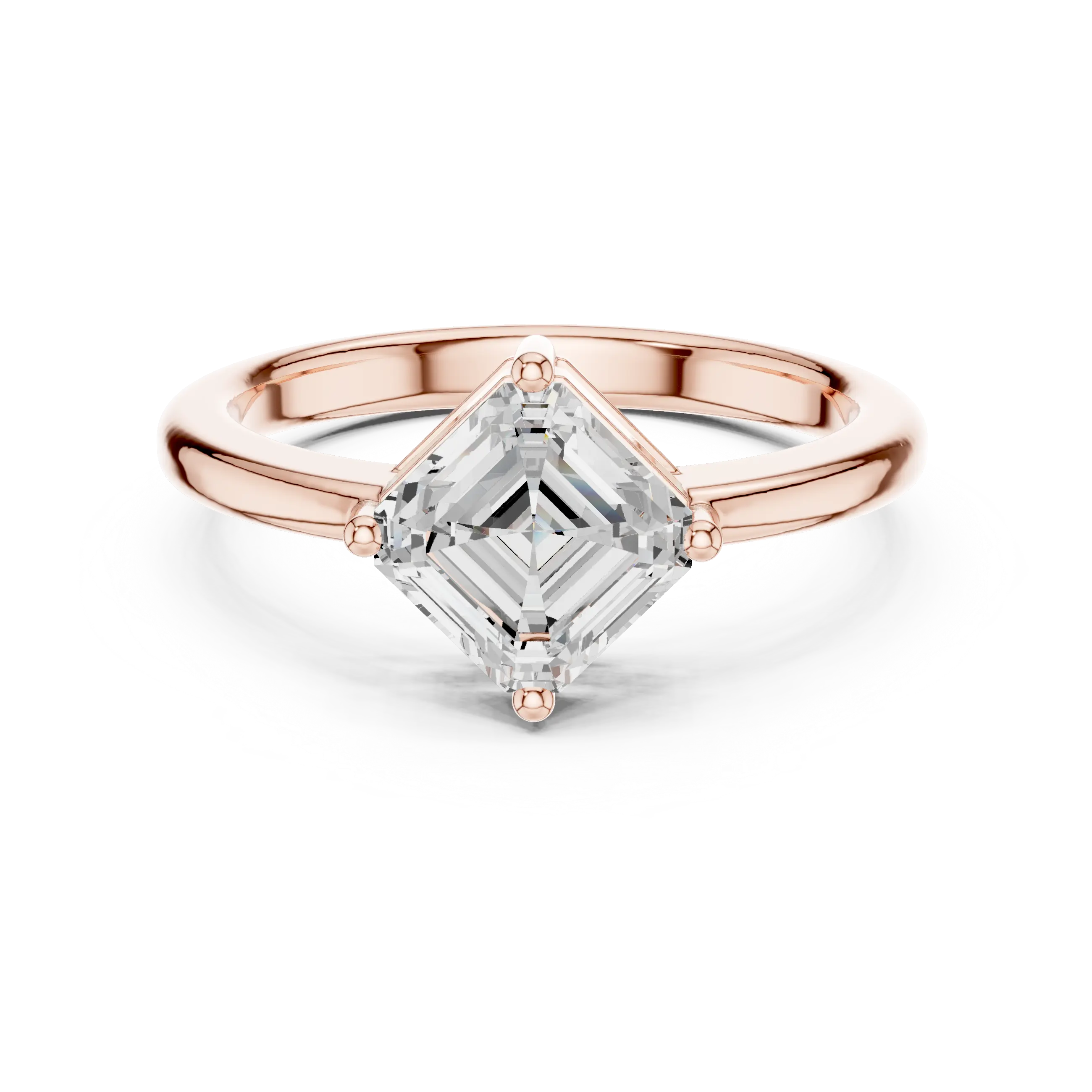 MJR0141 - Kite-Set Asscher Solitaire Ring with Tapered Band