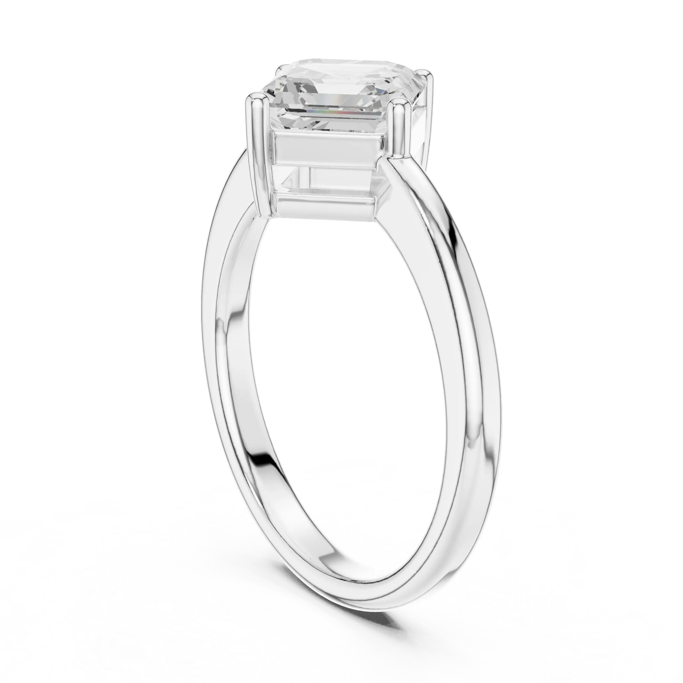 MJR0141 - Kite-Set Asscher Solitaire Ring with Tapered Band