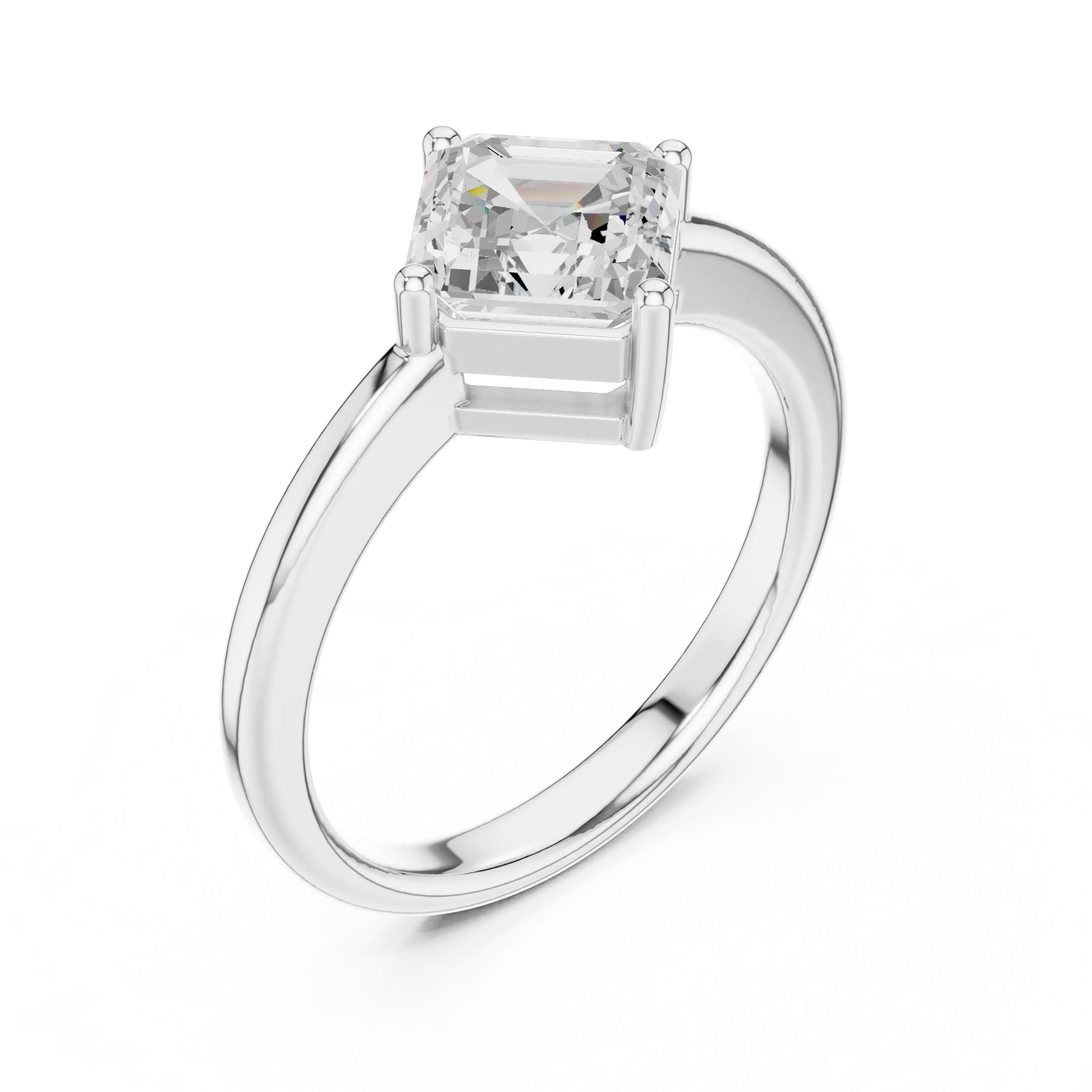 MJR0141 - Kite-Set Asscher Solitaire Ring with Tapered Band