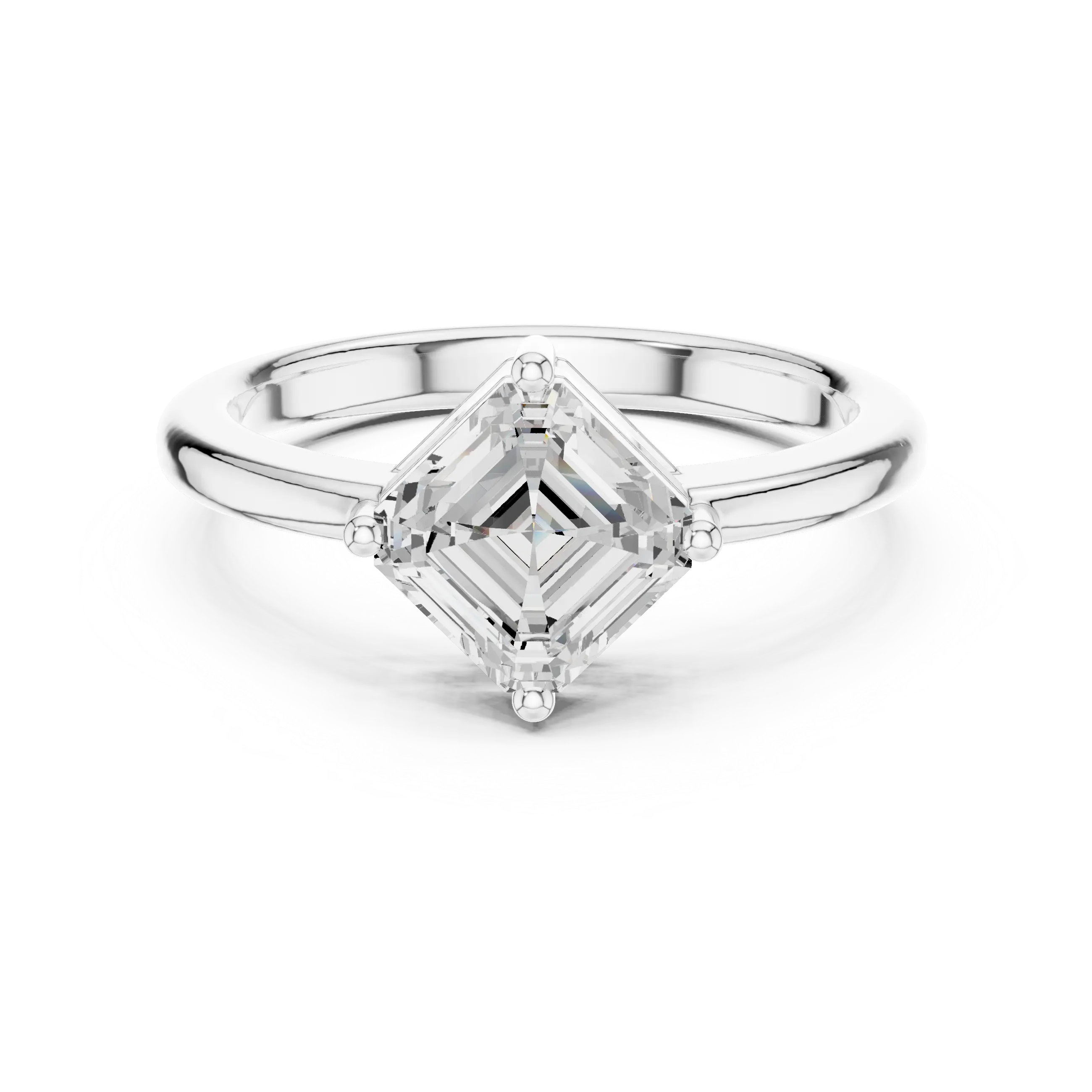 MJR0141 - Kite-Set Asscher Solitaire Ring with Tapered Band