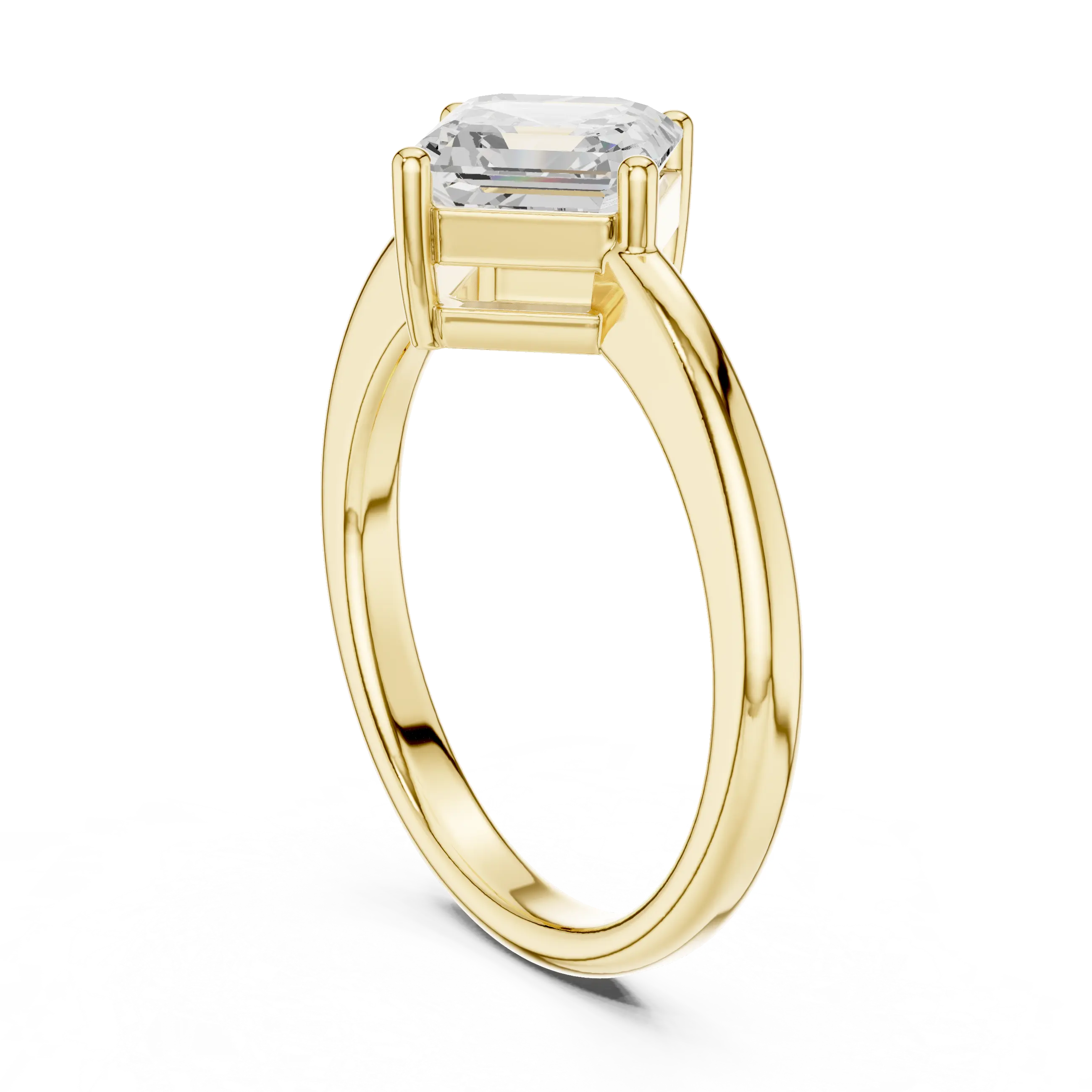 MJR0141 - Kite-Set Asscher Solitaire Ring with Tapered Band
