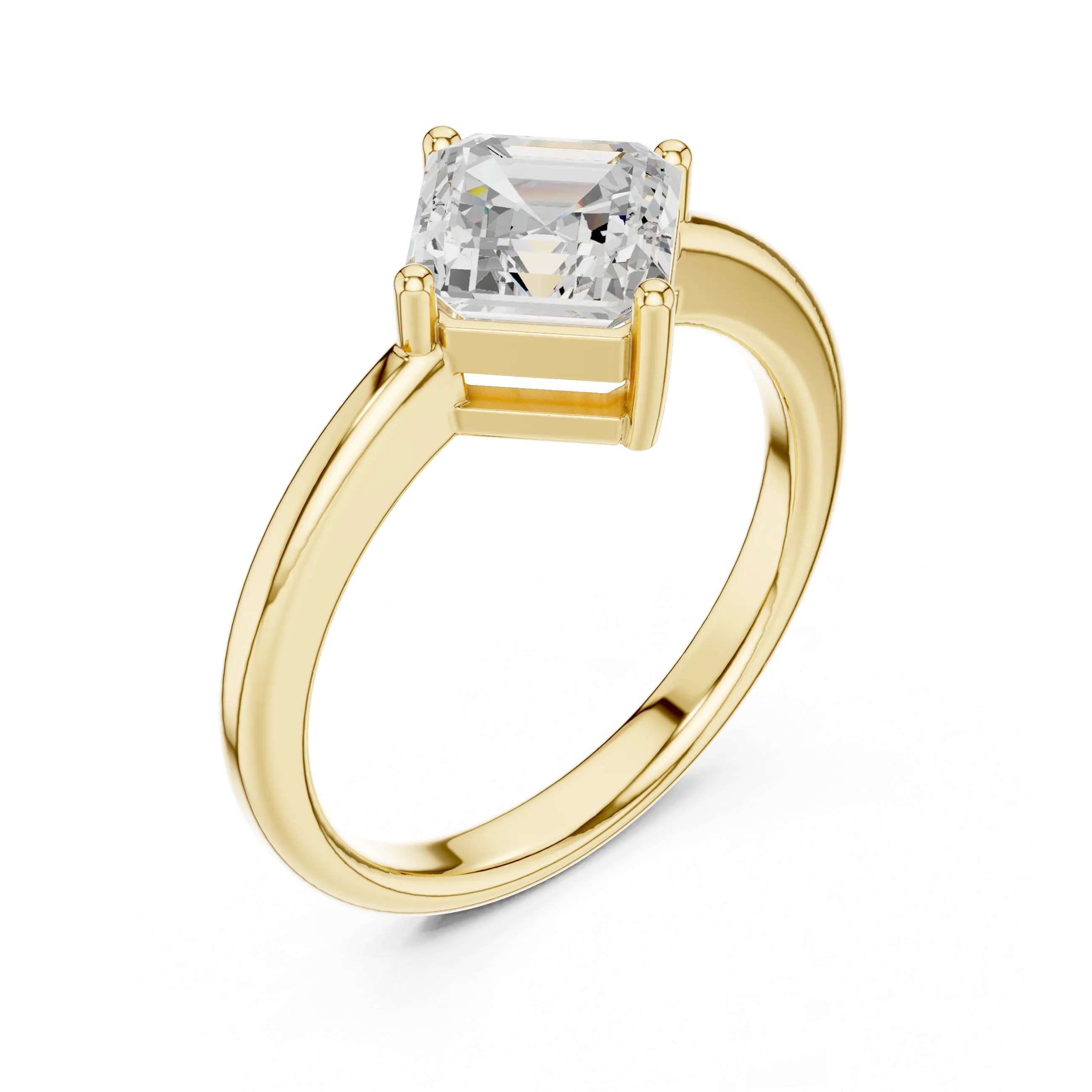 MJR0141 - Kite-Set Asscher Solitaire Ring with Tapered Band
