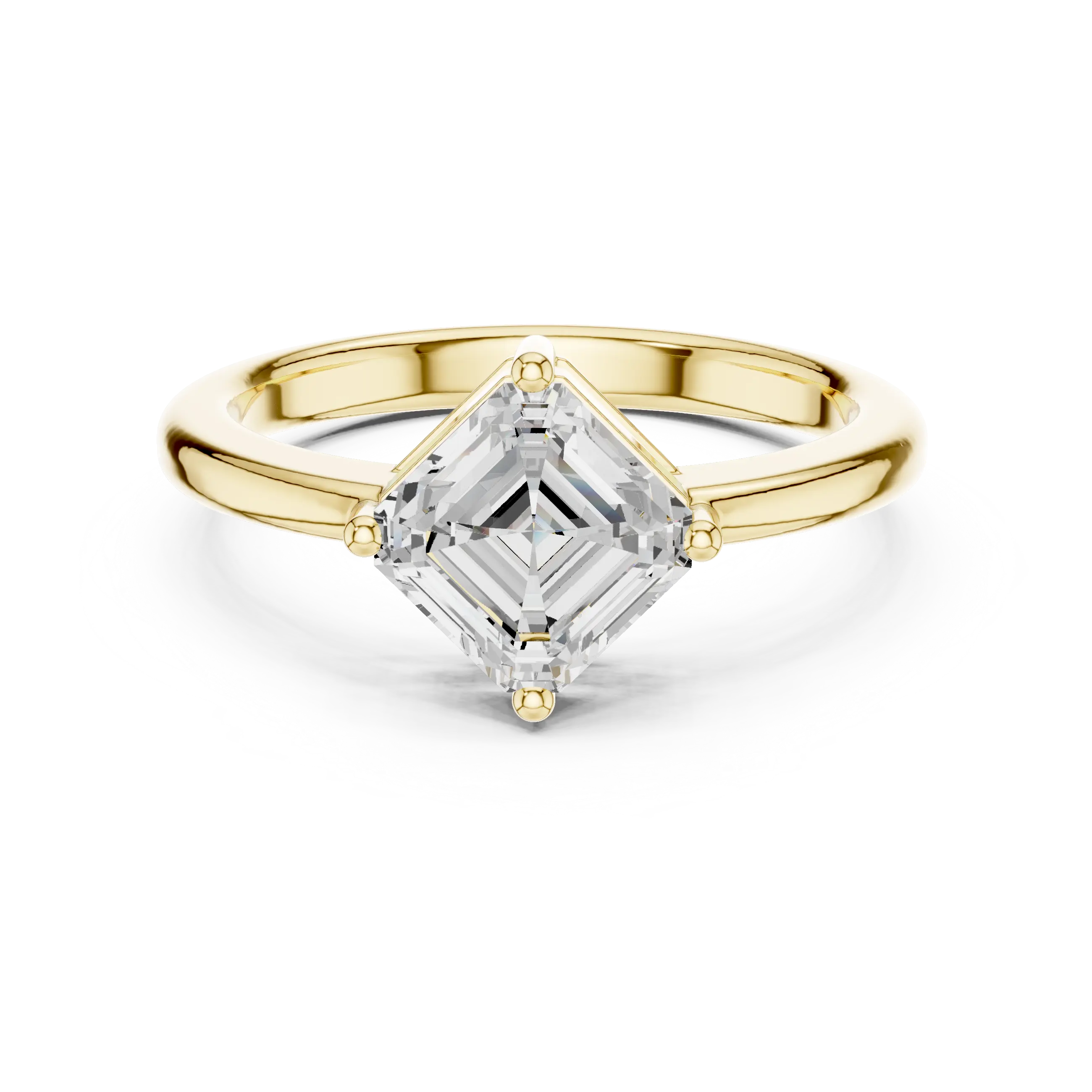 MJR0141 - Kite-Set Asscher Solitaire Ring with Tapered Band