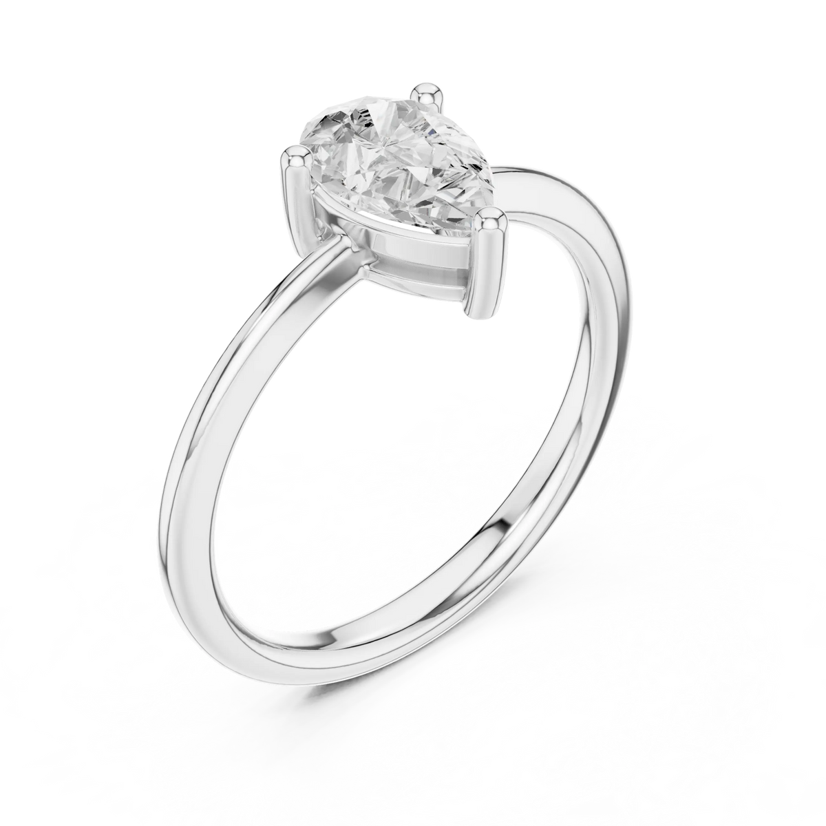 1.00 Cts Lab Grown Diamond Solitaire Engagement Ring - Pear