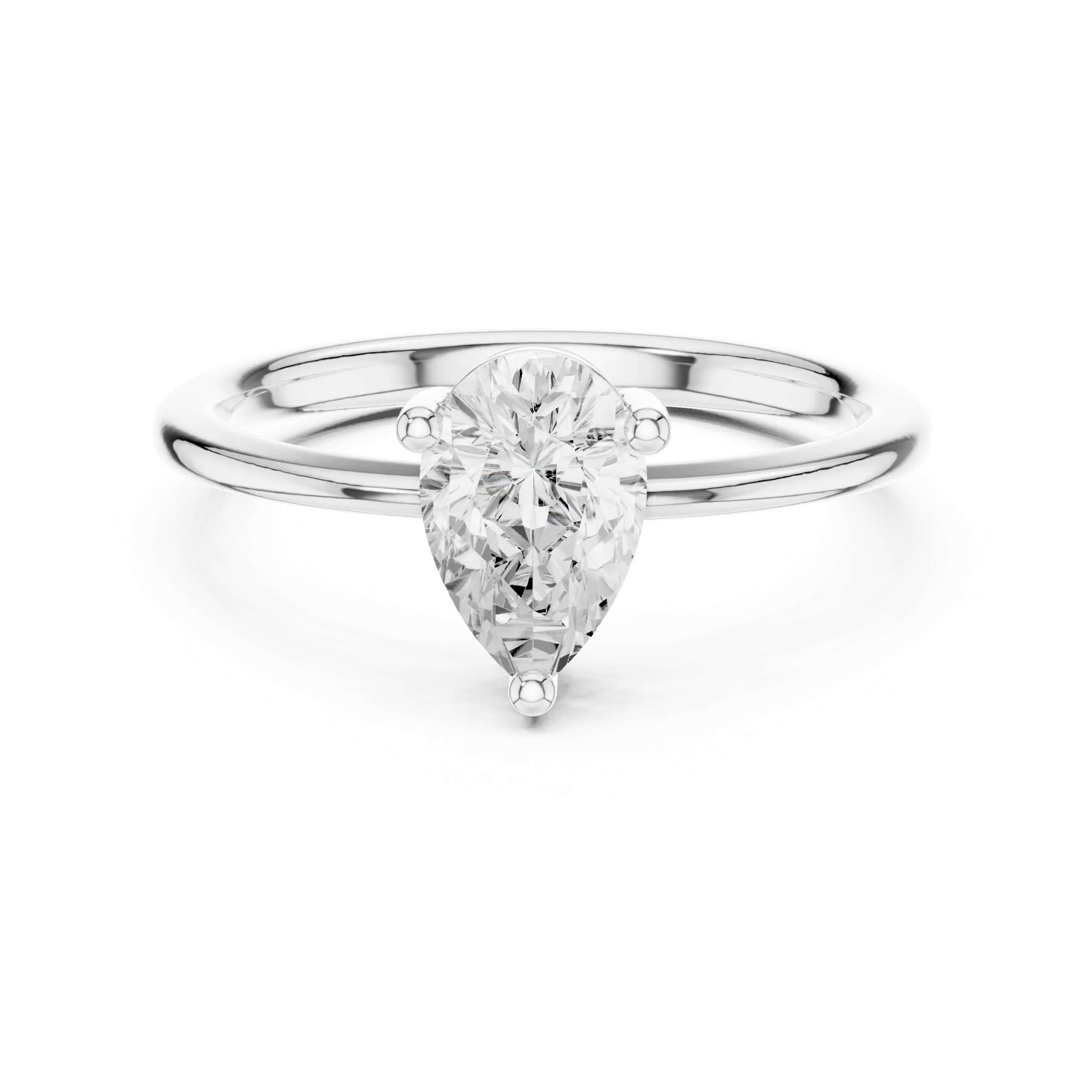 MJR0142 - Pear Shaped Solitaire Ring with Slender Round Band