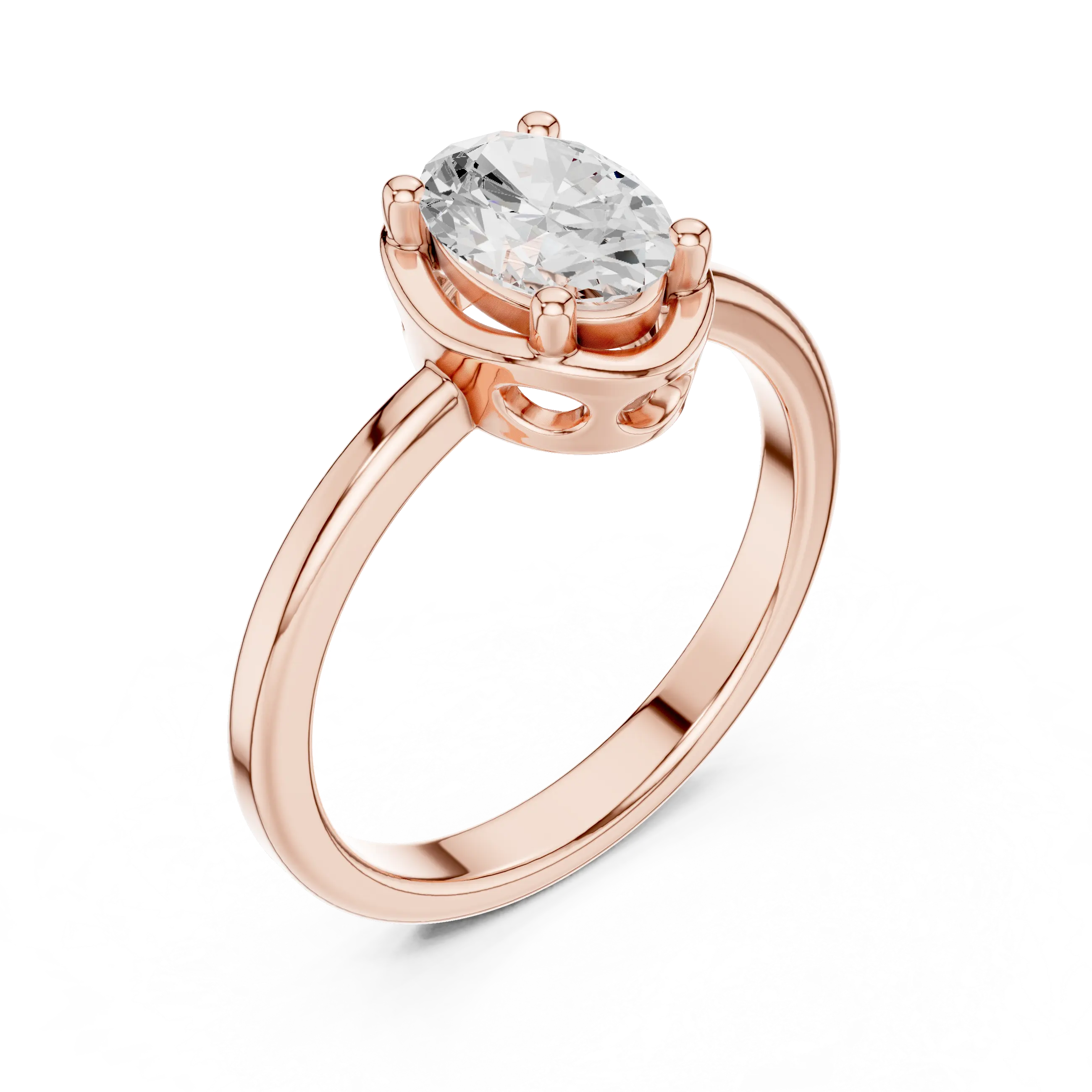 MJR0153 - Oval Bezel-Set Solitaire Ring with Polished Plain Band