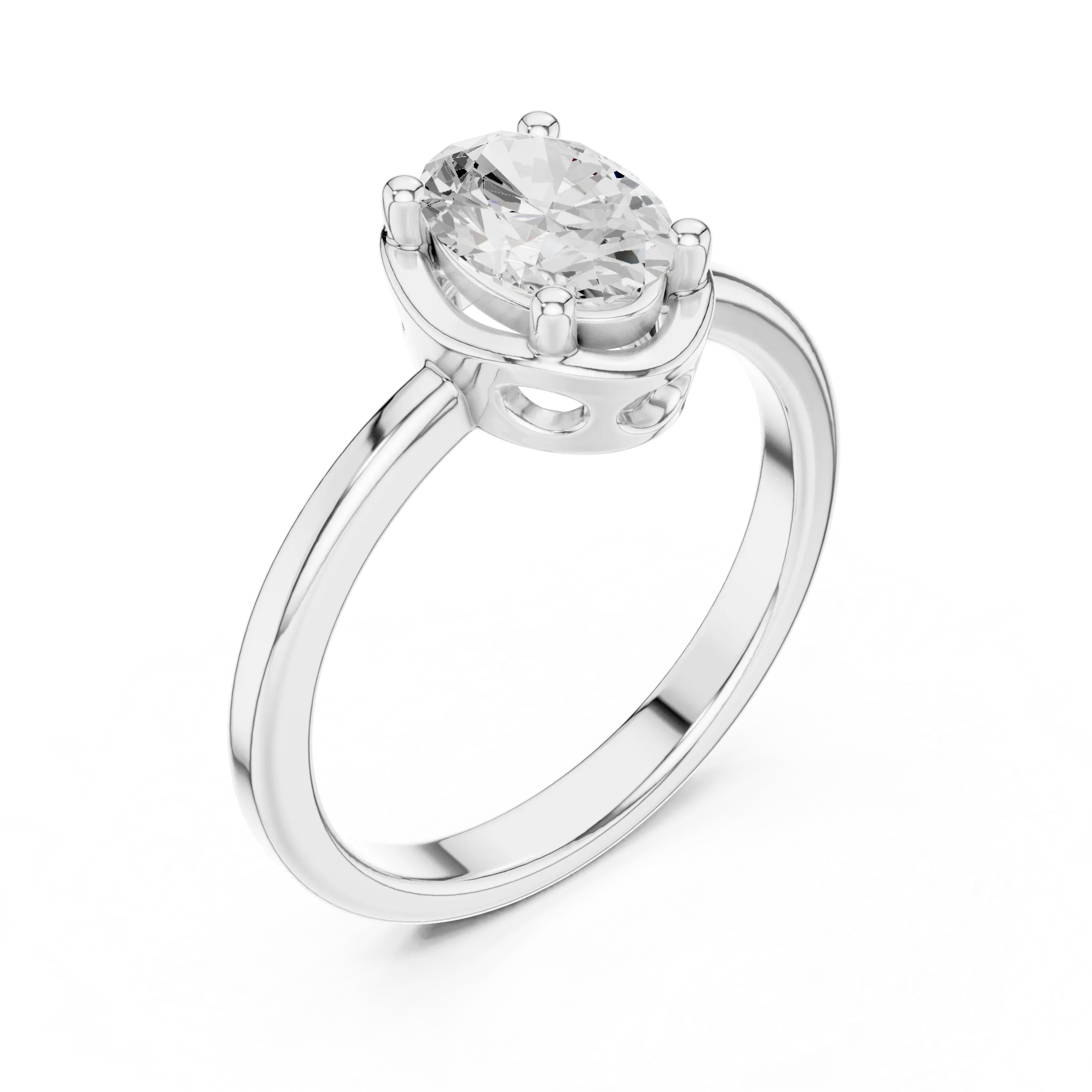 MJR0153 - Oval Bezel-Set Solitaire Ring with Polished Plain Band