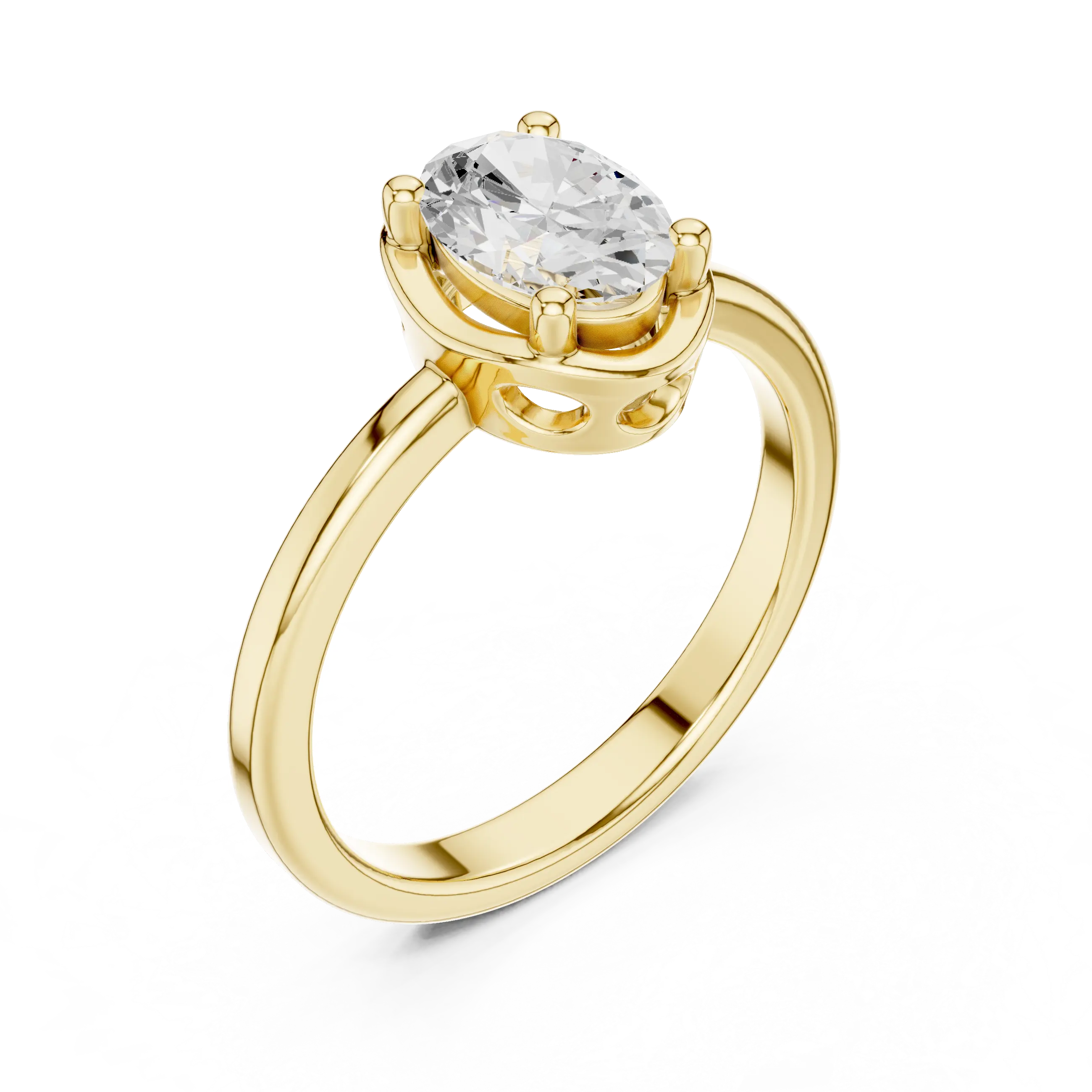 MJR0153 - Oval Bezel-Set Solitaire Ring with Polished Plain Band