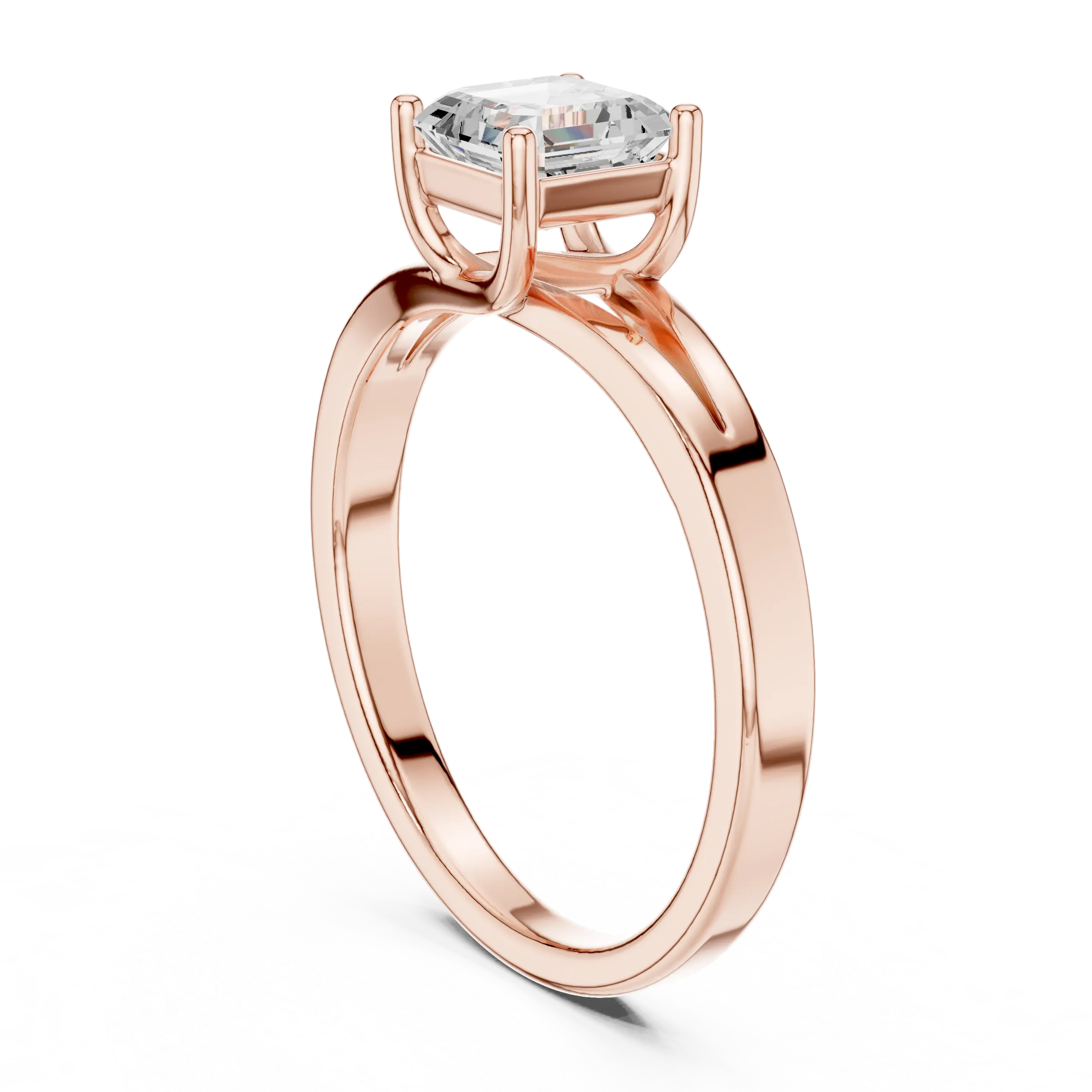 MJR0111 - Asscher Cut Solitaire Ring with Polished Split Shank