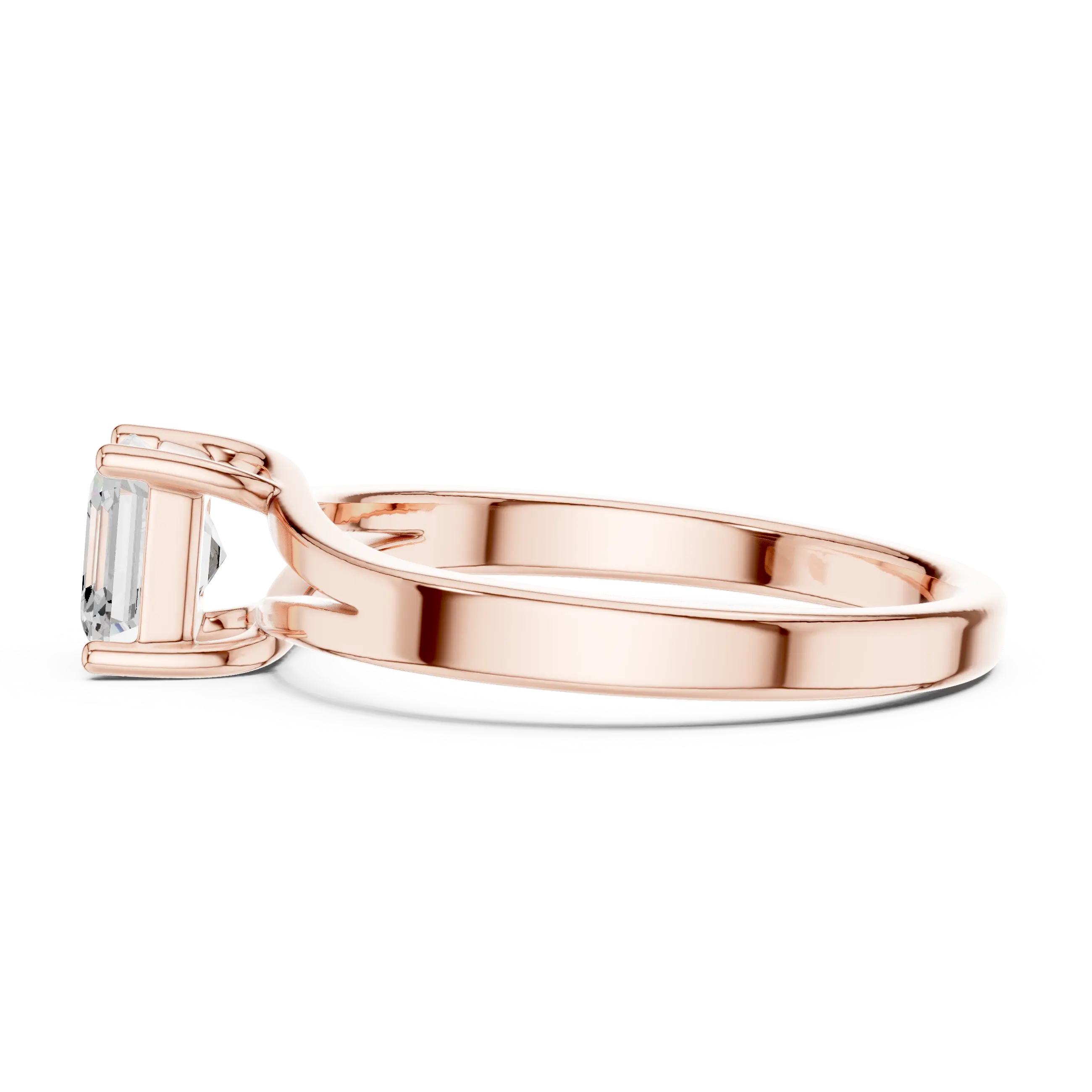 MJR0111 - Asscher Cut Solitaire Ring with Polished Split Shank