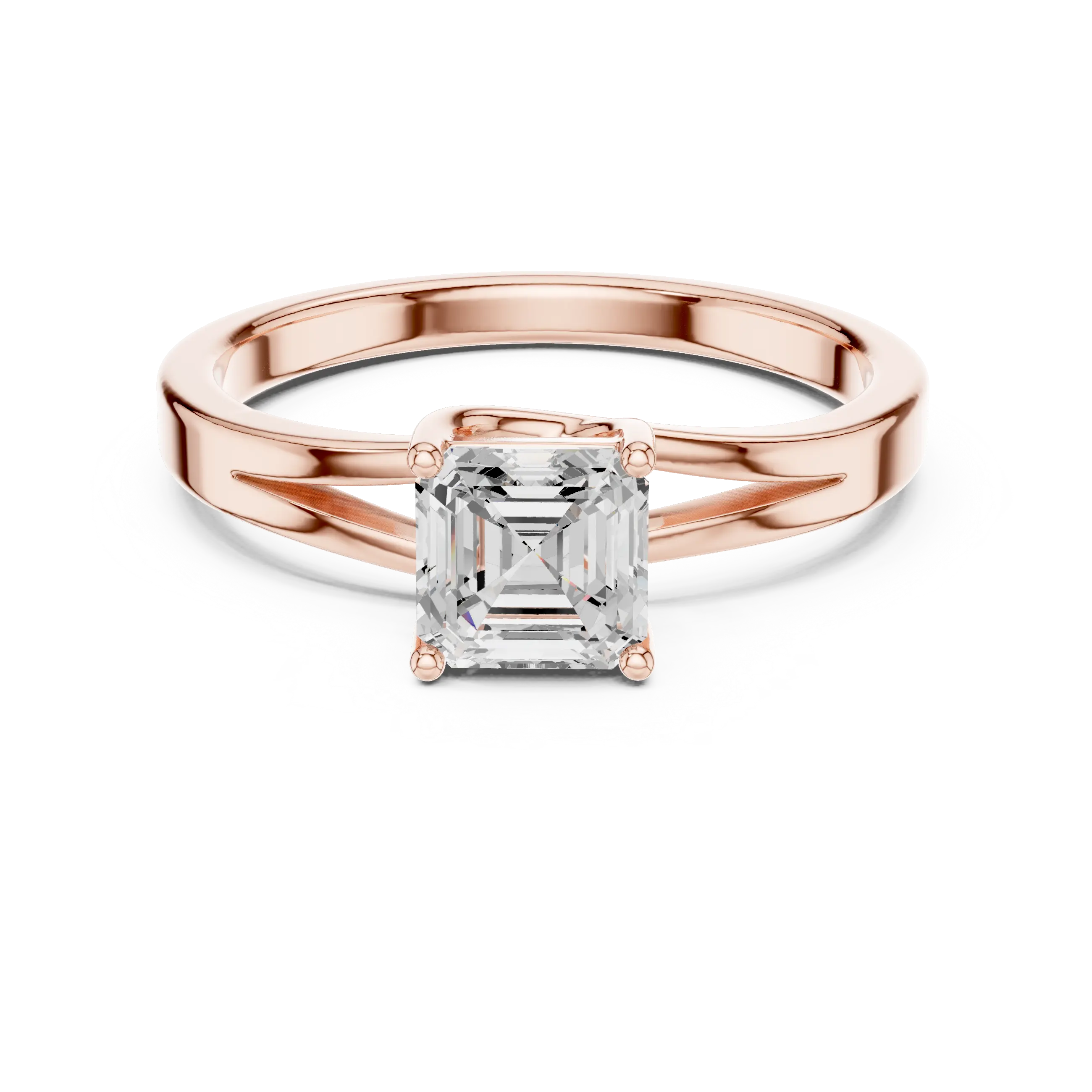 MJR0111 - Asscher Cut Solitaire Ring with Polished Split Shank