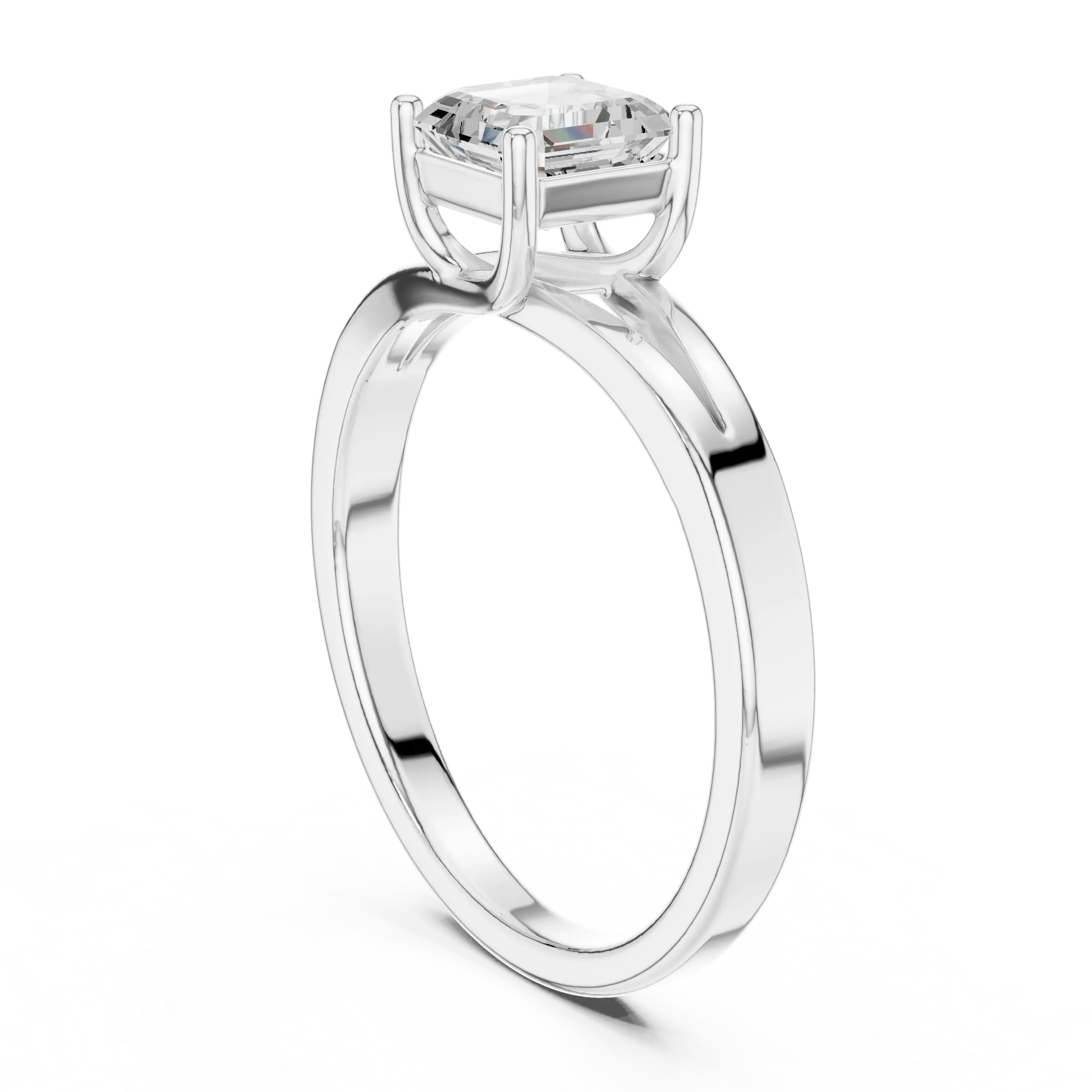 MJR0111 - Asscher Cut Solitaire Ring with Polished Split Shank