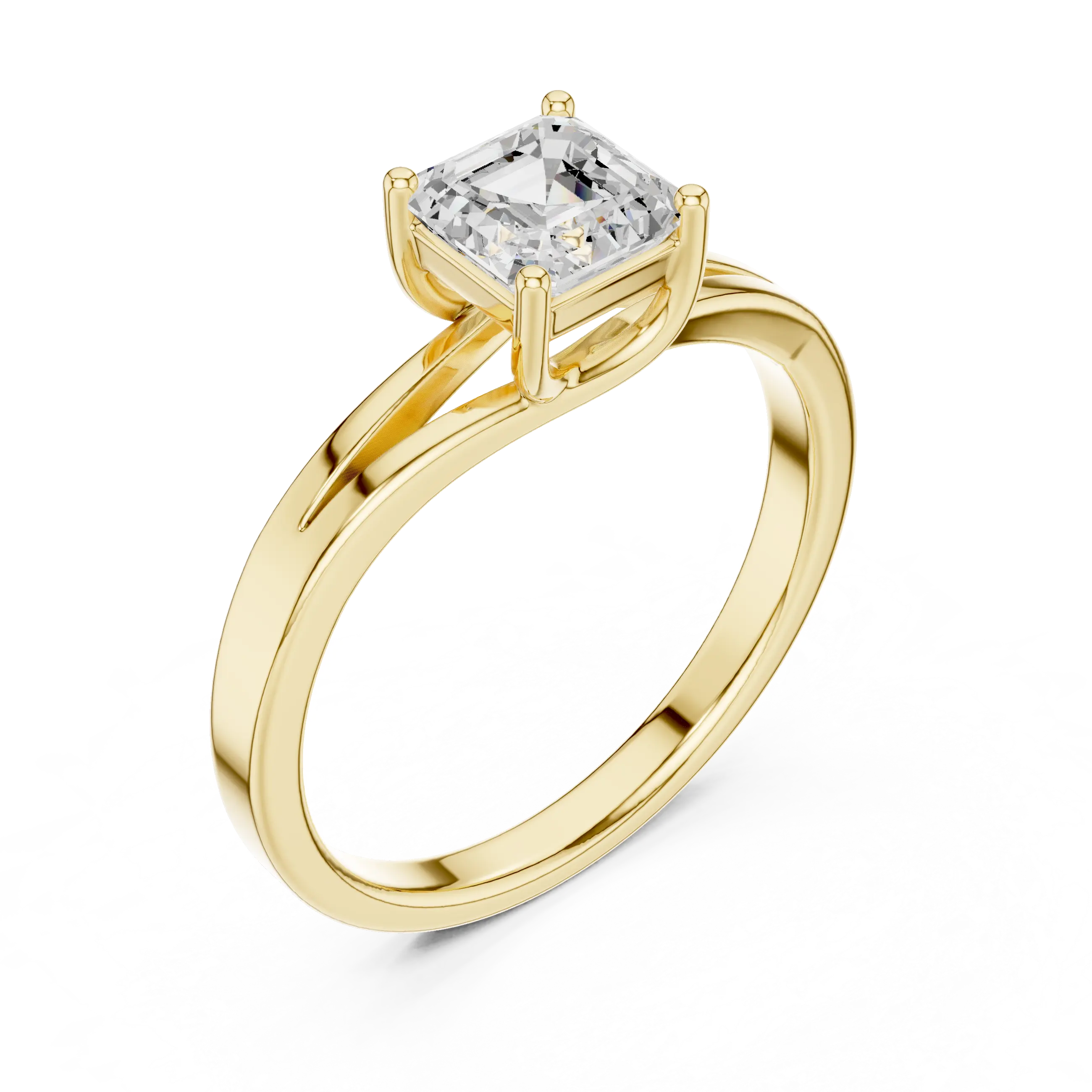 MJR0111 - Asscher Cut Solitaire Ring with Polished Split Shank