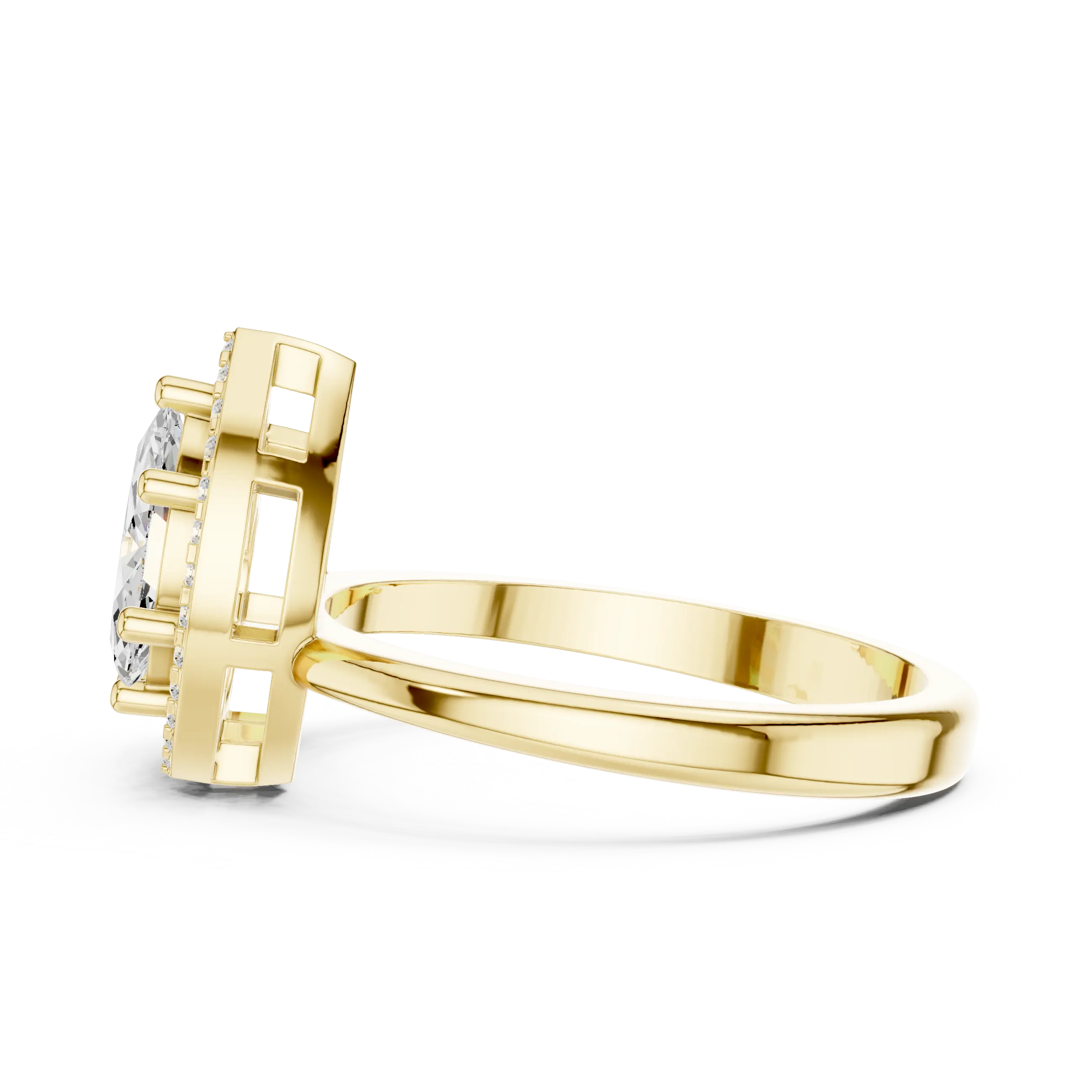 MJR0113 - Marquise Pear Toi Et Moi Ring with Heart Halo Frame