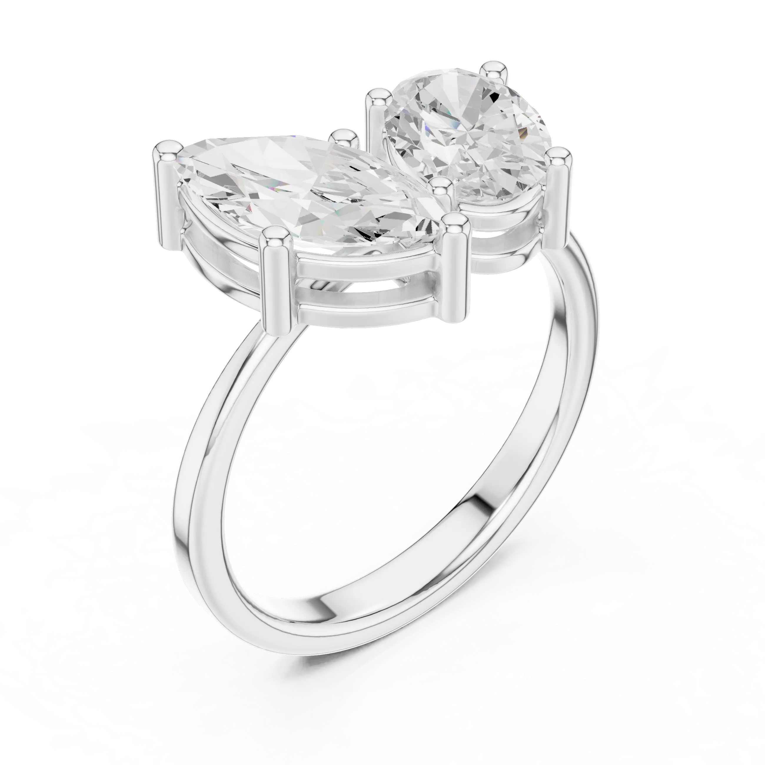 MJR0143 - Angled Marquise & Oval Cut Toi Et Moi Ring