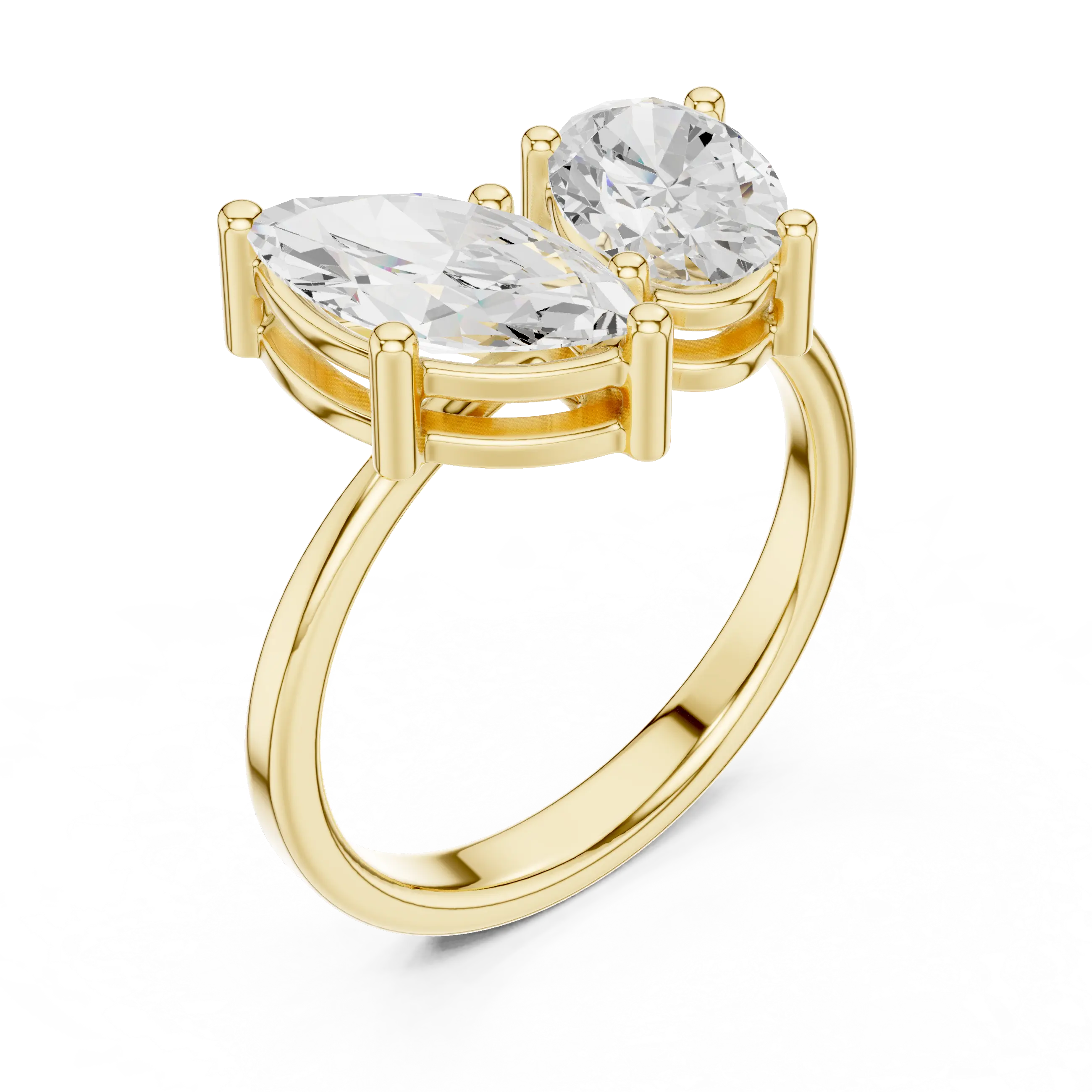 MJR0143 - Angled Marquise & Oval Cut Toi Et Moi Ring