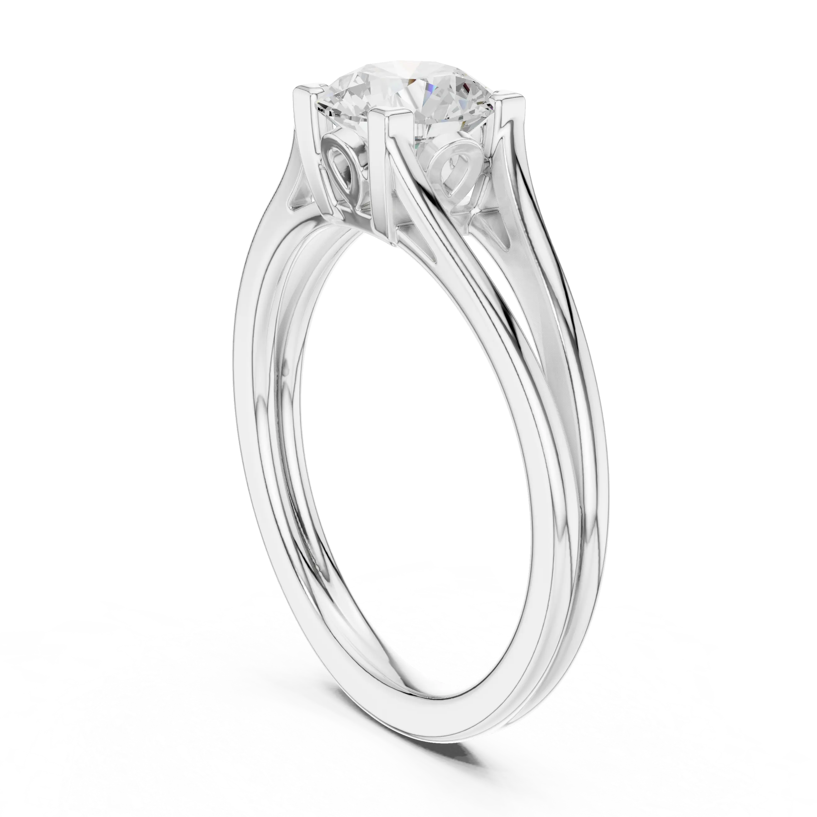 MJR0151 - Round Brilliant Solitaire with Open Split Shank Band