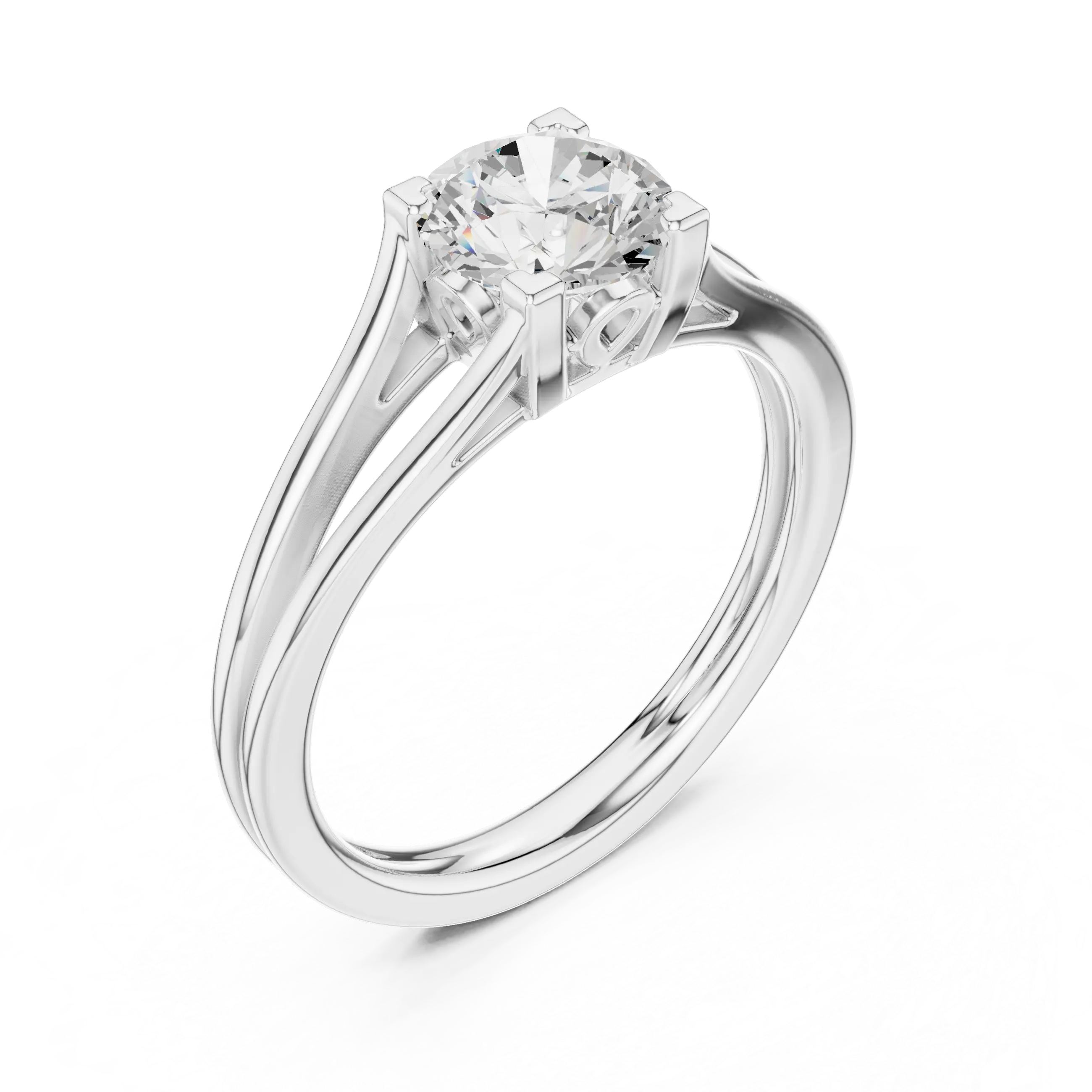 MJR0151 - Round Brilliant Solitaire with Open Split Shank Band