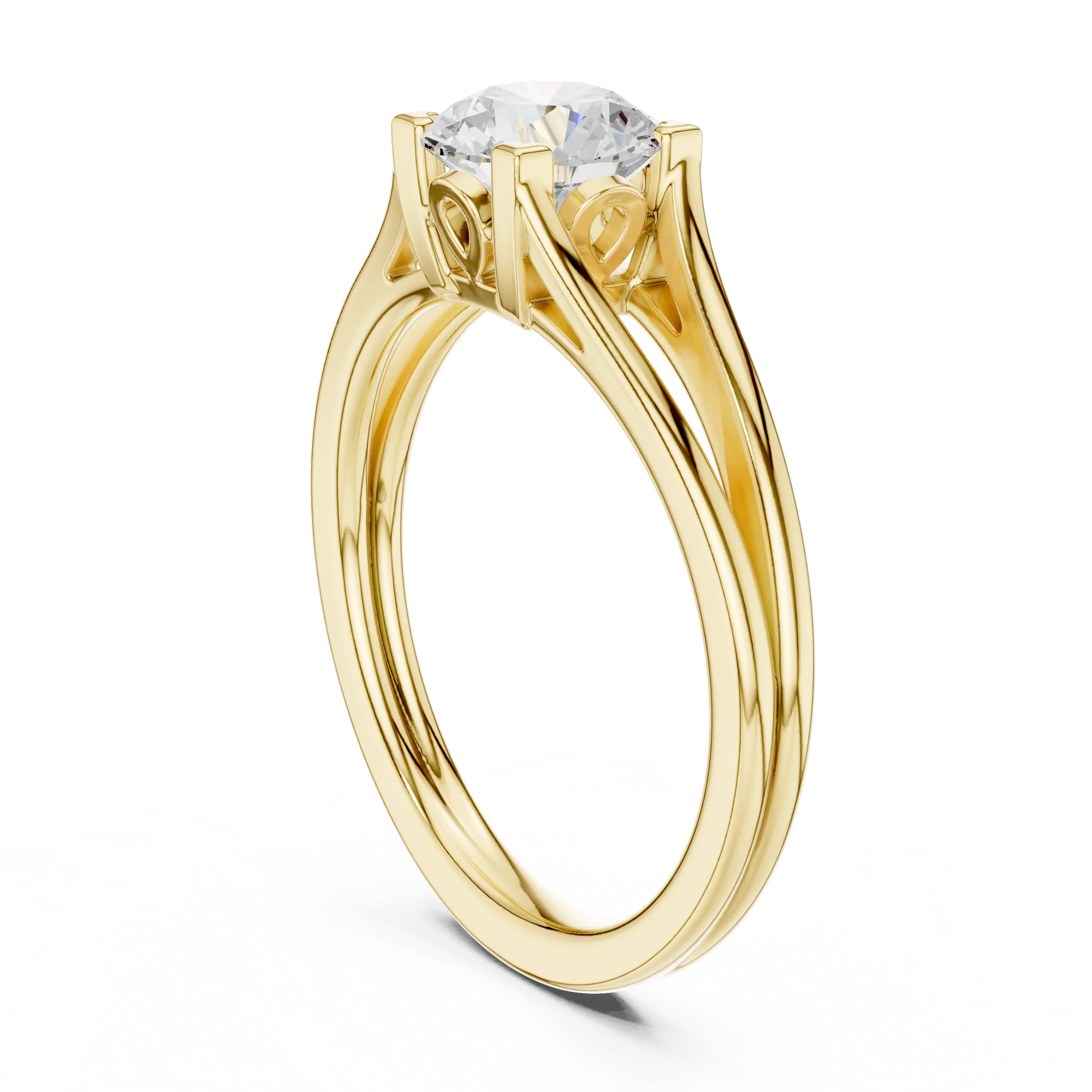 MJR0151 - Round Brilliant Solitaire with Open Split Shank Band