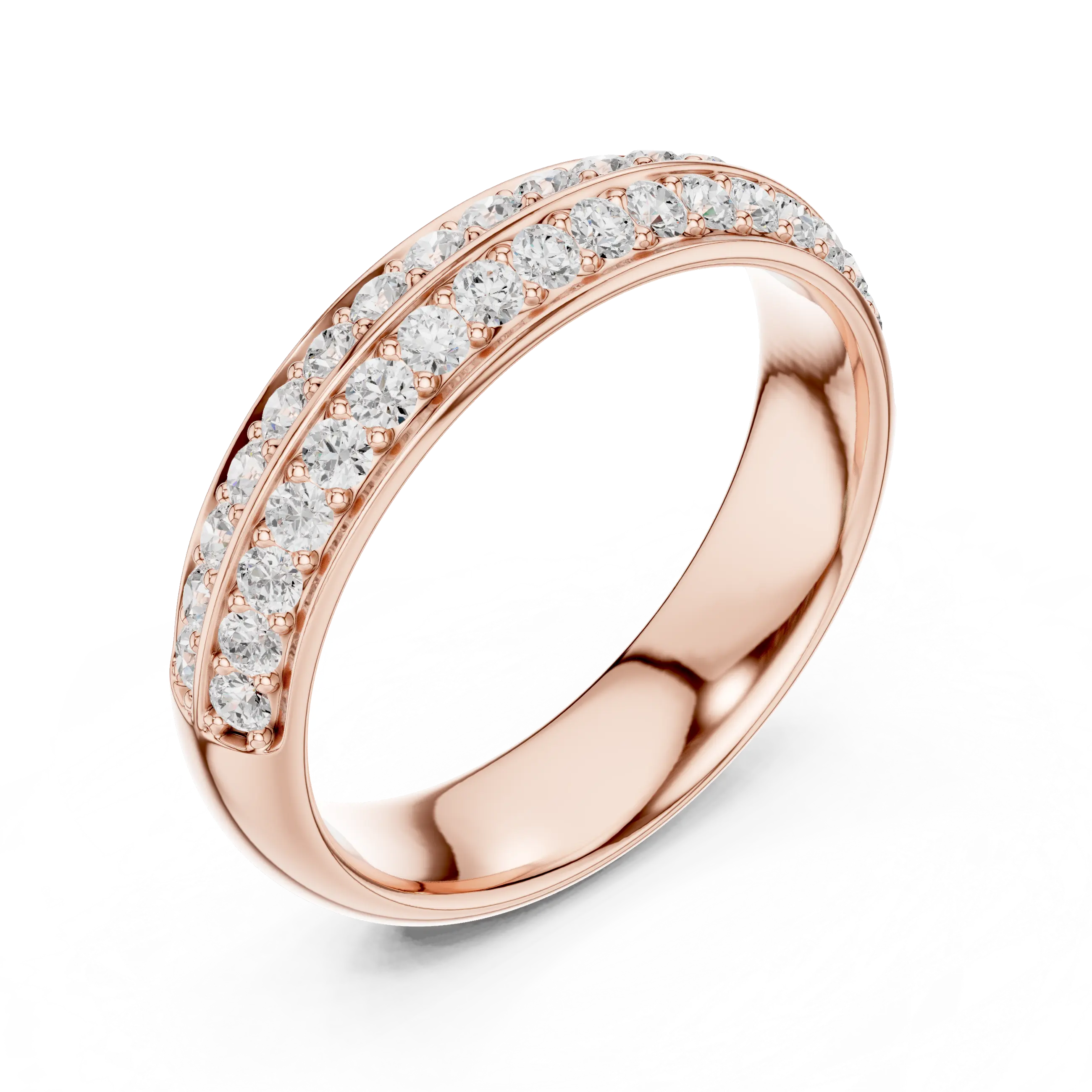 MJET010 - Elegant Parallel Row Shared Prong Wedding Band