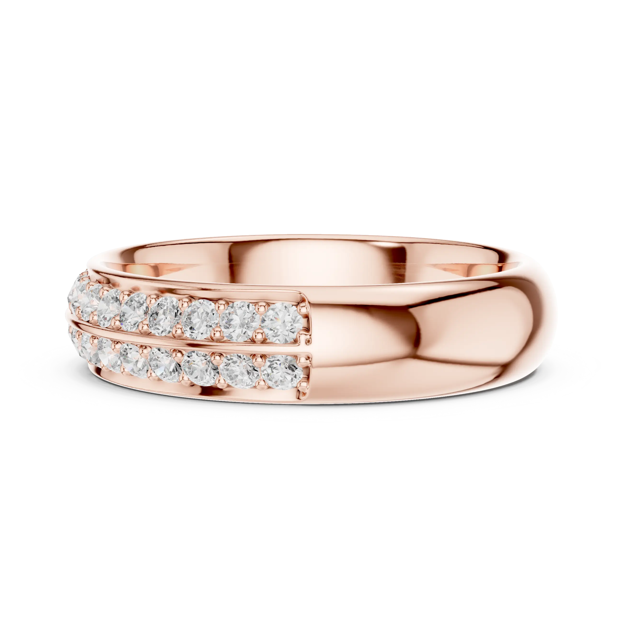 MJET010 - Elegant Parallel Row Shared Prong Wedding Band